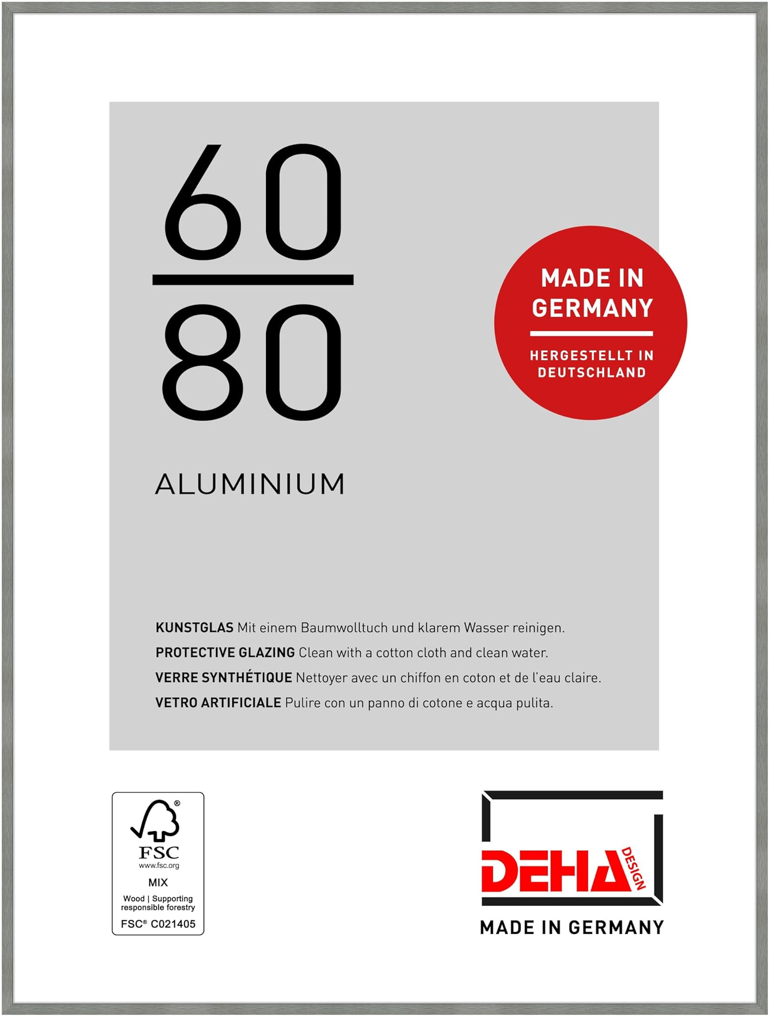 Deha Design Cornice per Foto 60x80 cm, Alluminio