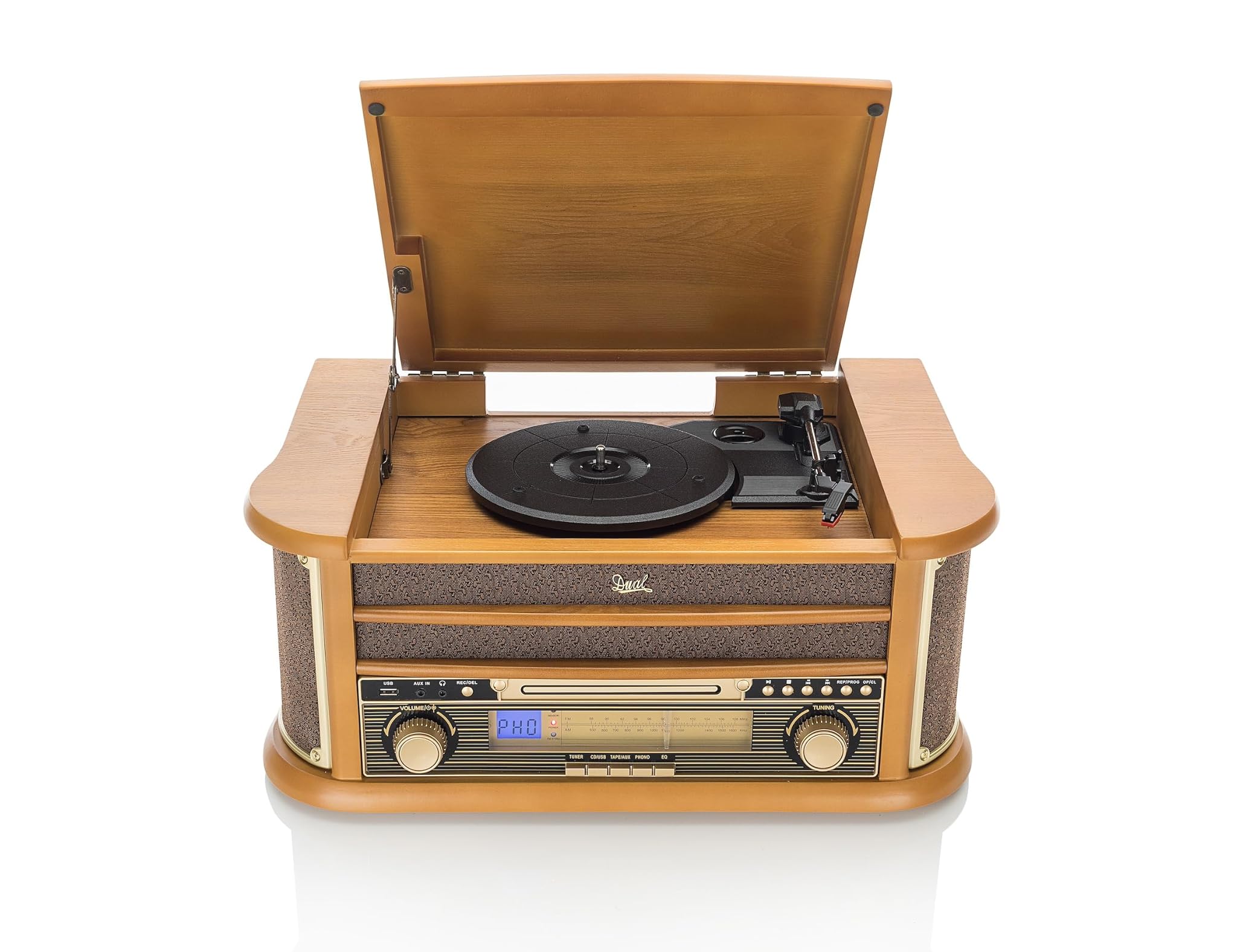 Dual NR 4, Radio da tavola, UKW, MW, CD-Player, Cassetta, USB, Giradischi, Legno