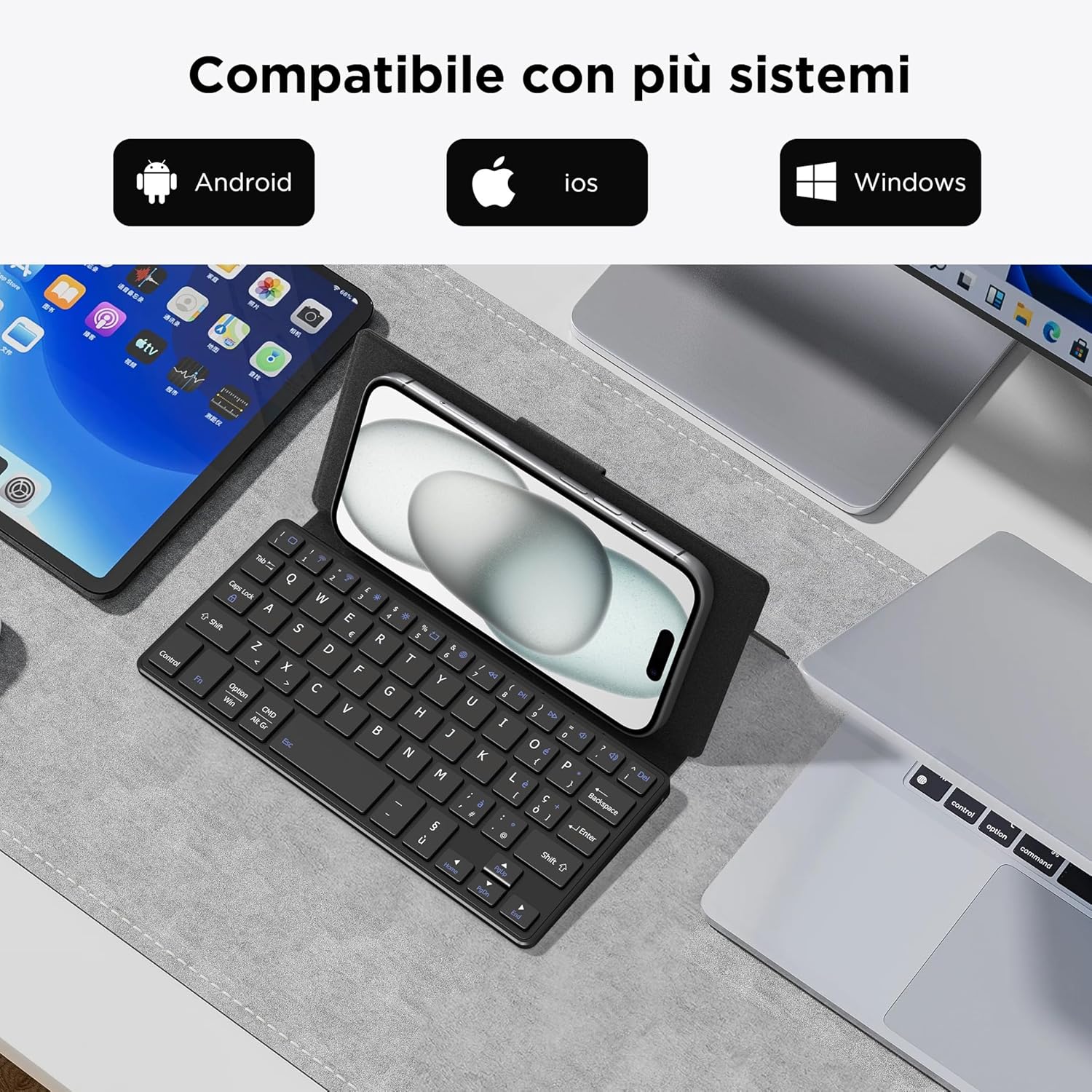 Cacoe Tastiera Bluetooth Pieghevole - Nero - immagine 2