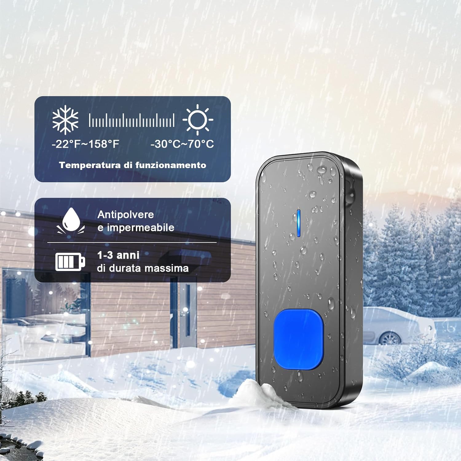 SURFOU Campanello Senza Fili da Esterno 400m, Nero - immagine 3