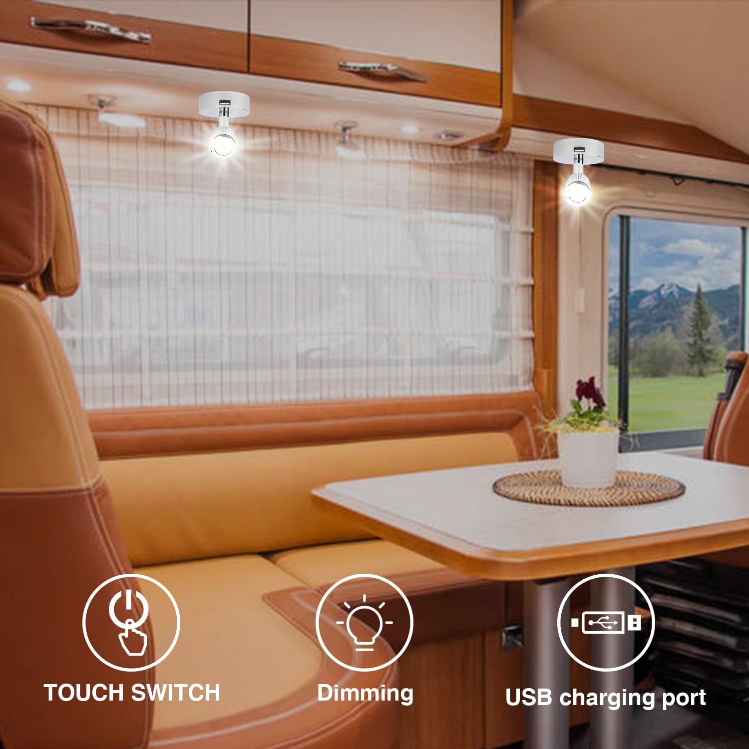 Lighteu 2x Faretti LED 12V 2W E1 USB Cromati - immagine 5