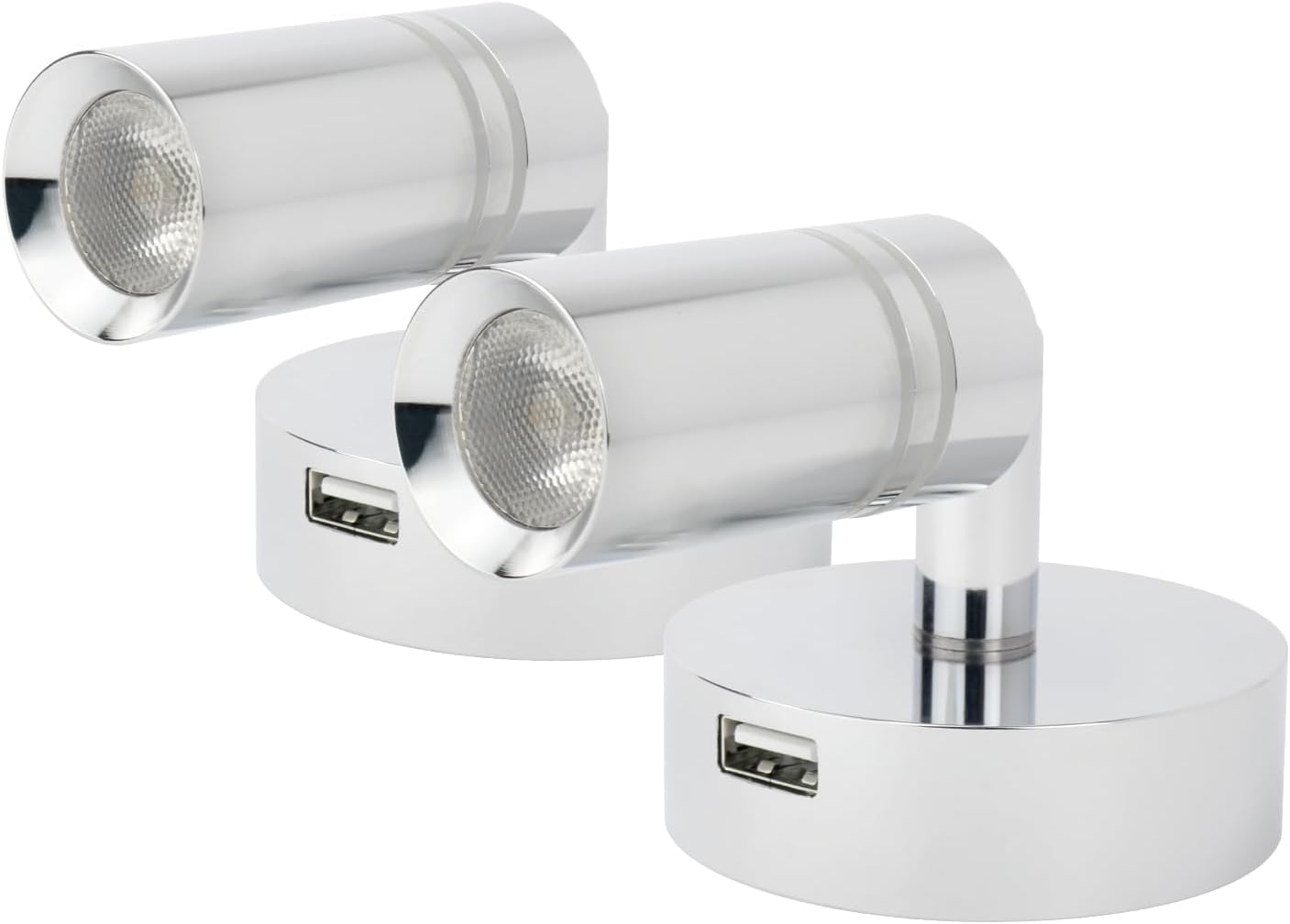Lighteu 2x Faretti LED 12V 2W E1 USB Cromati - immagine 6