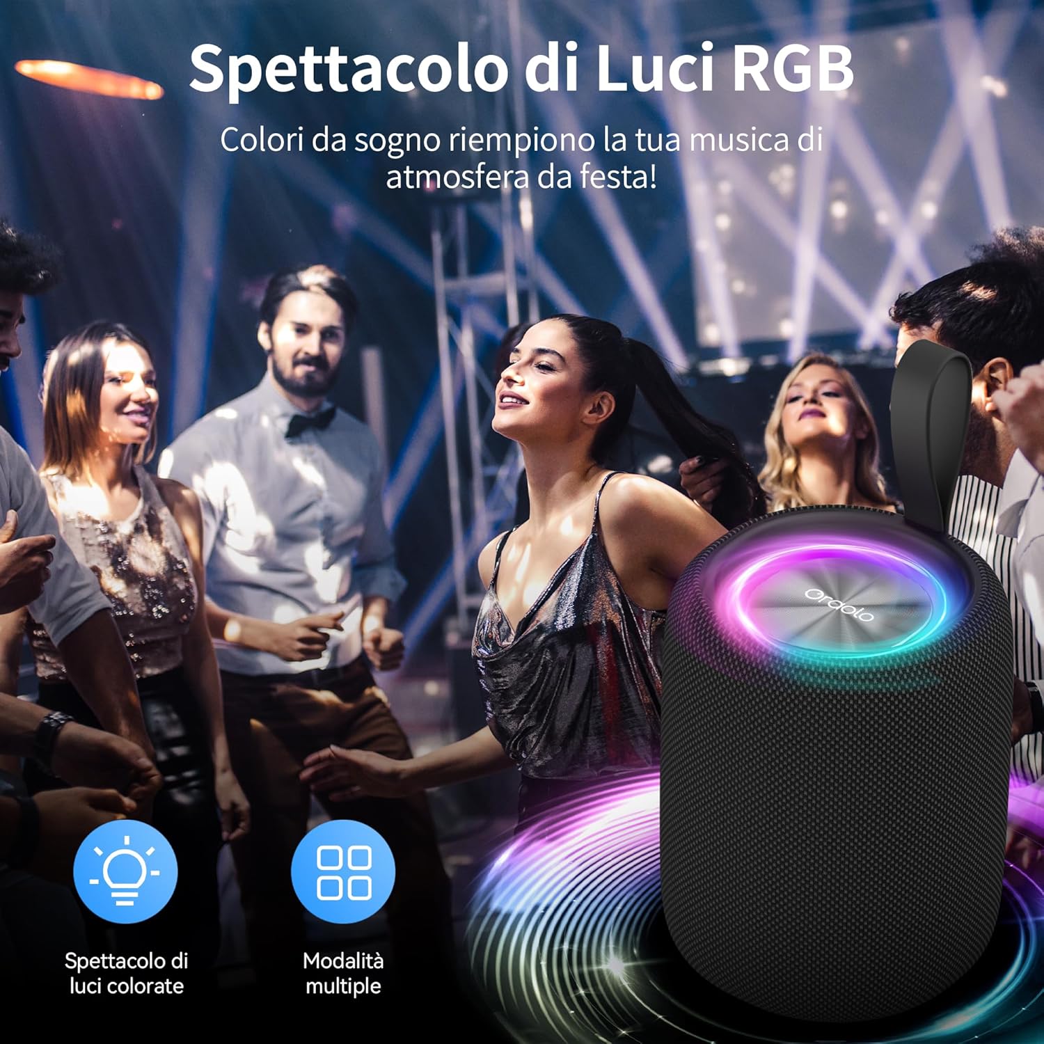 Oraolo Cassa Bluetooth Portatile con Luci RGB - immagine 4