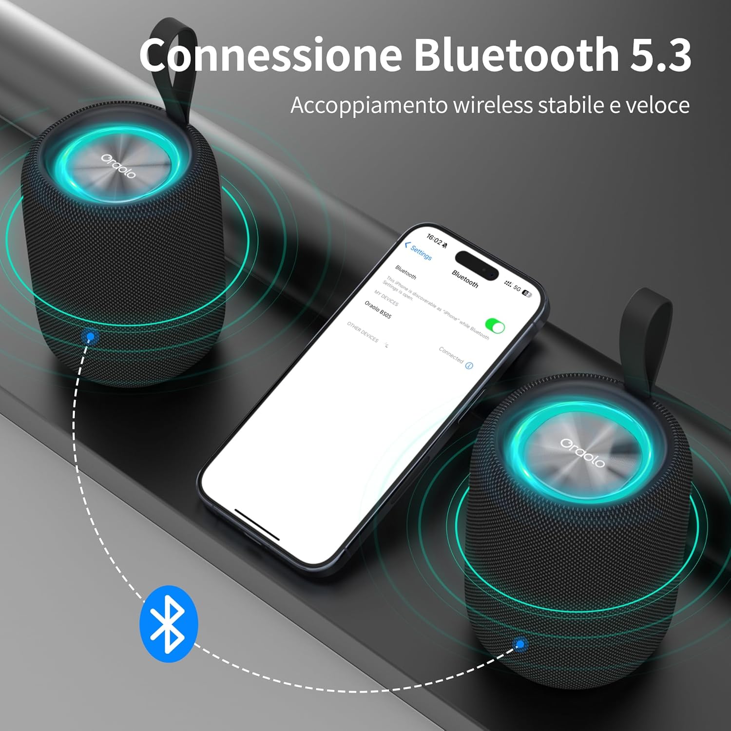 Oraolo Cassa Bluetooth Portatile con Luci RGB - immagine 5