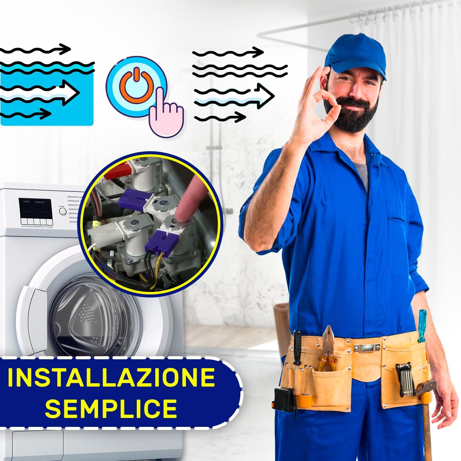 MONTERAL Valvola Ingresso Lavatrice LG 3 Uscite 180° - immagine 5