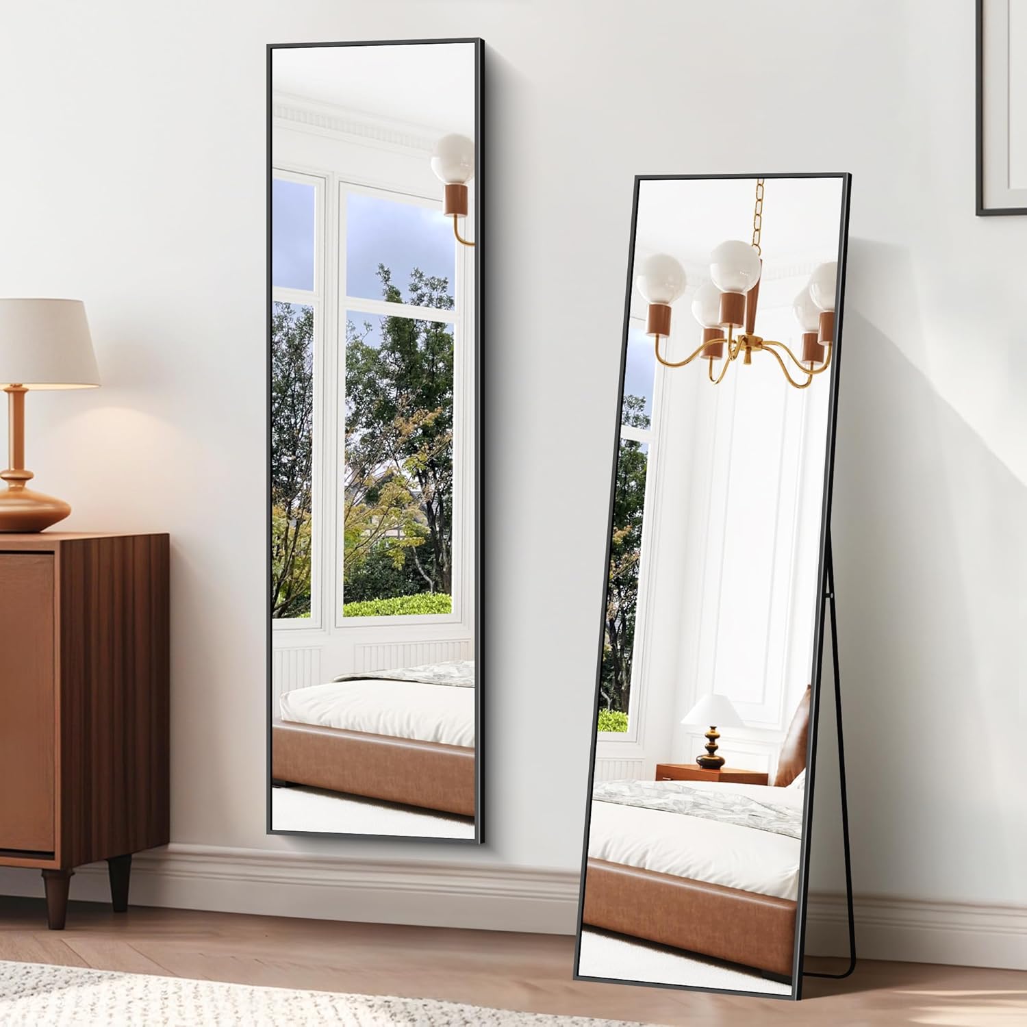 Bonewei Specchio da Terra 150x40 cm, Cornice Nera - immagine 1