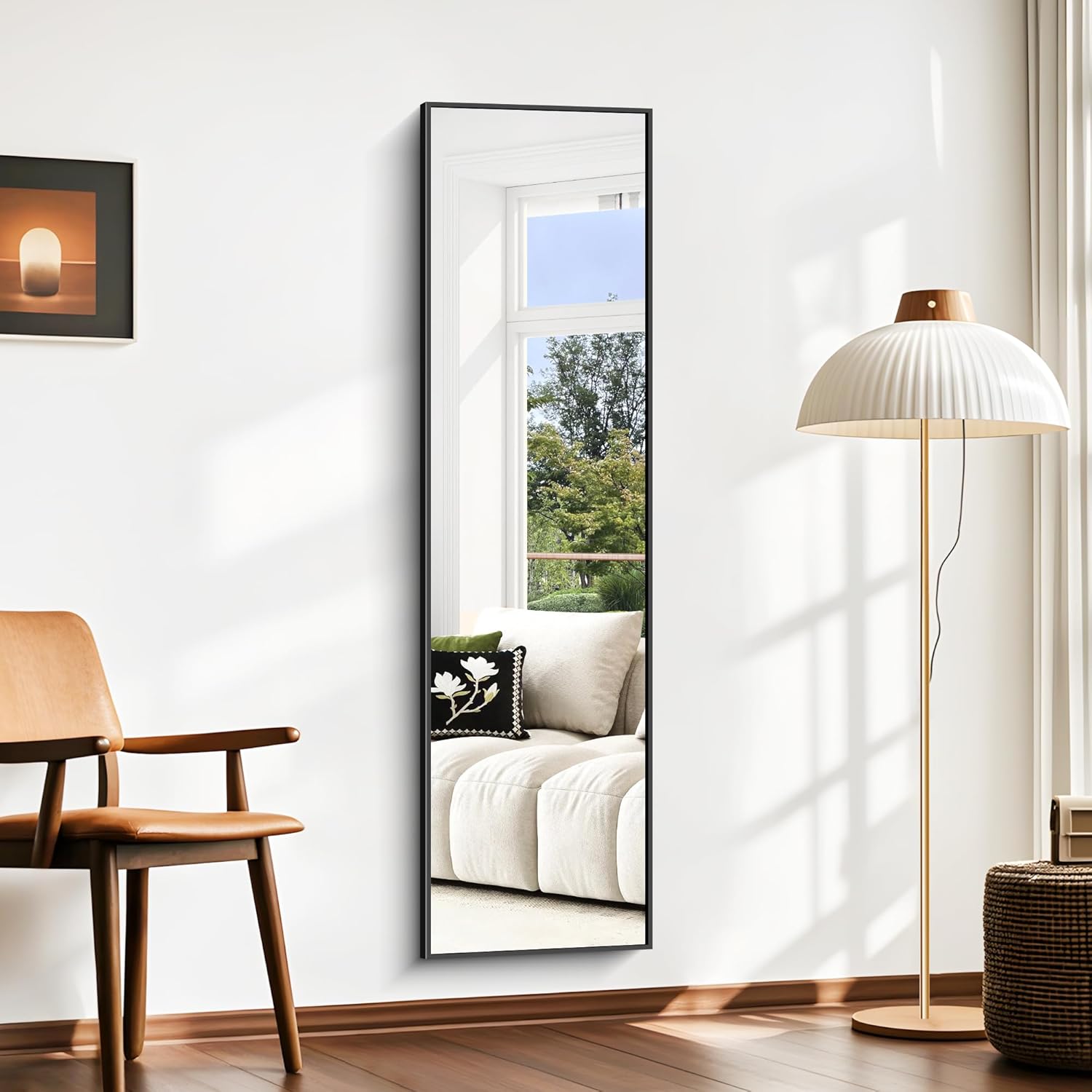 Bonewei Specchio da Terra 150x40 cm, Cornice Nera - immagine 2