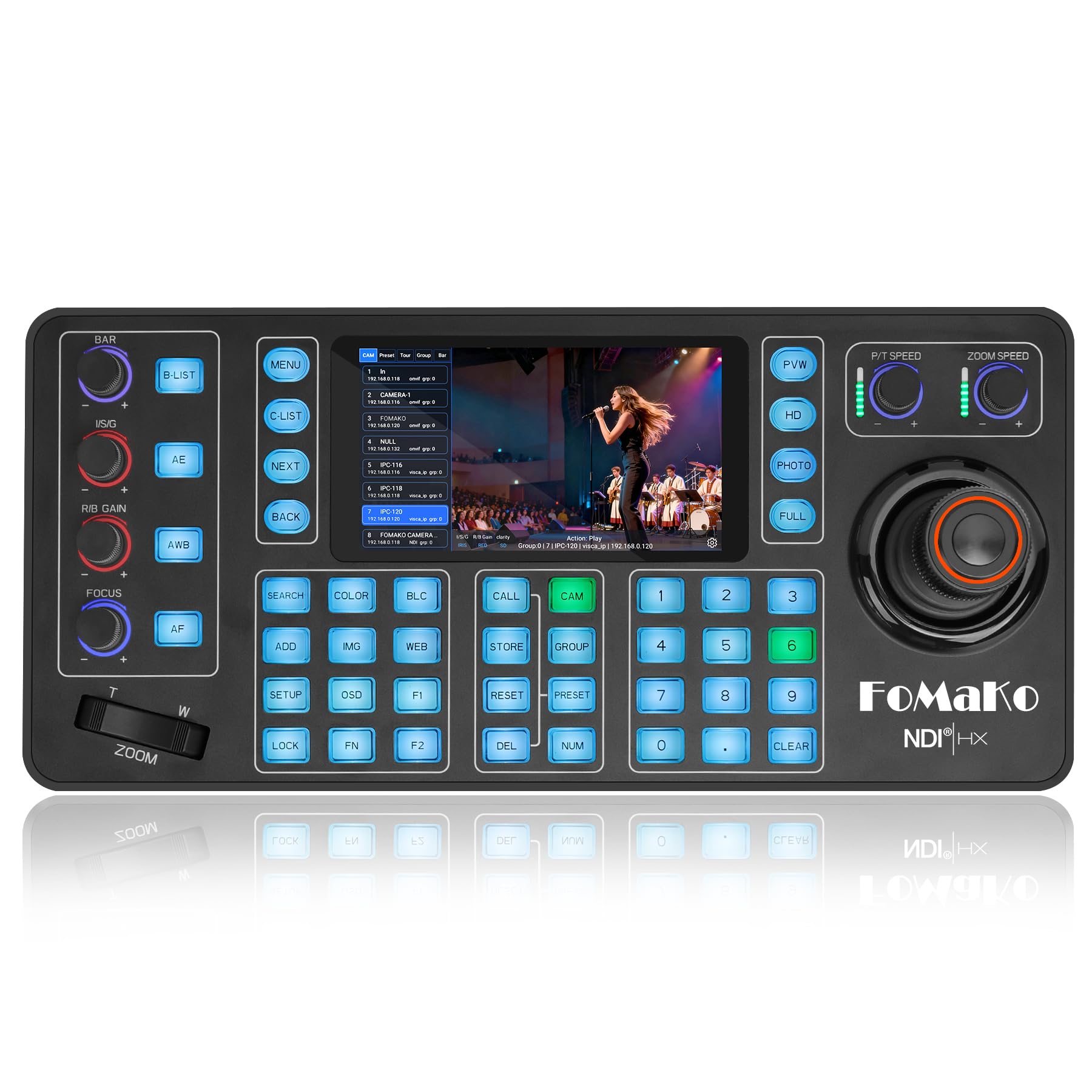 Fomako NDI PTZ Camera Controller KC608N Touchscreen 5,5"