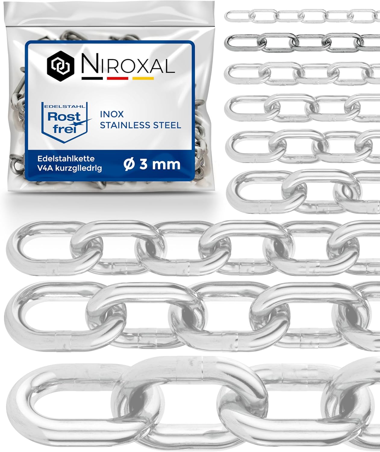Nietfullthings Catena Acciaio Inox V4A 3mm, 100m