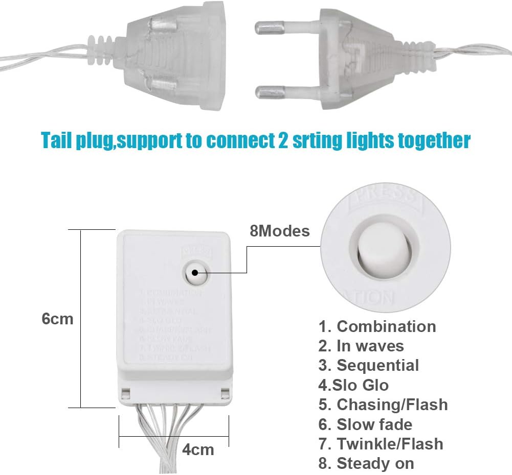 Klighten Tenda Luci LED 3.5x0.65m 96 LED Bianco Caldo - immagine 5
