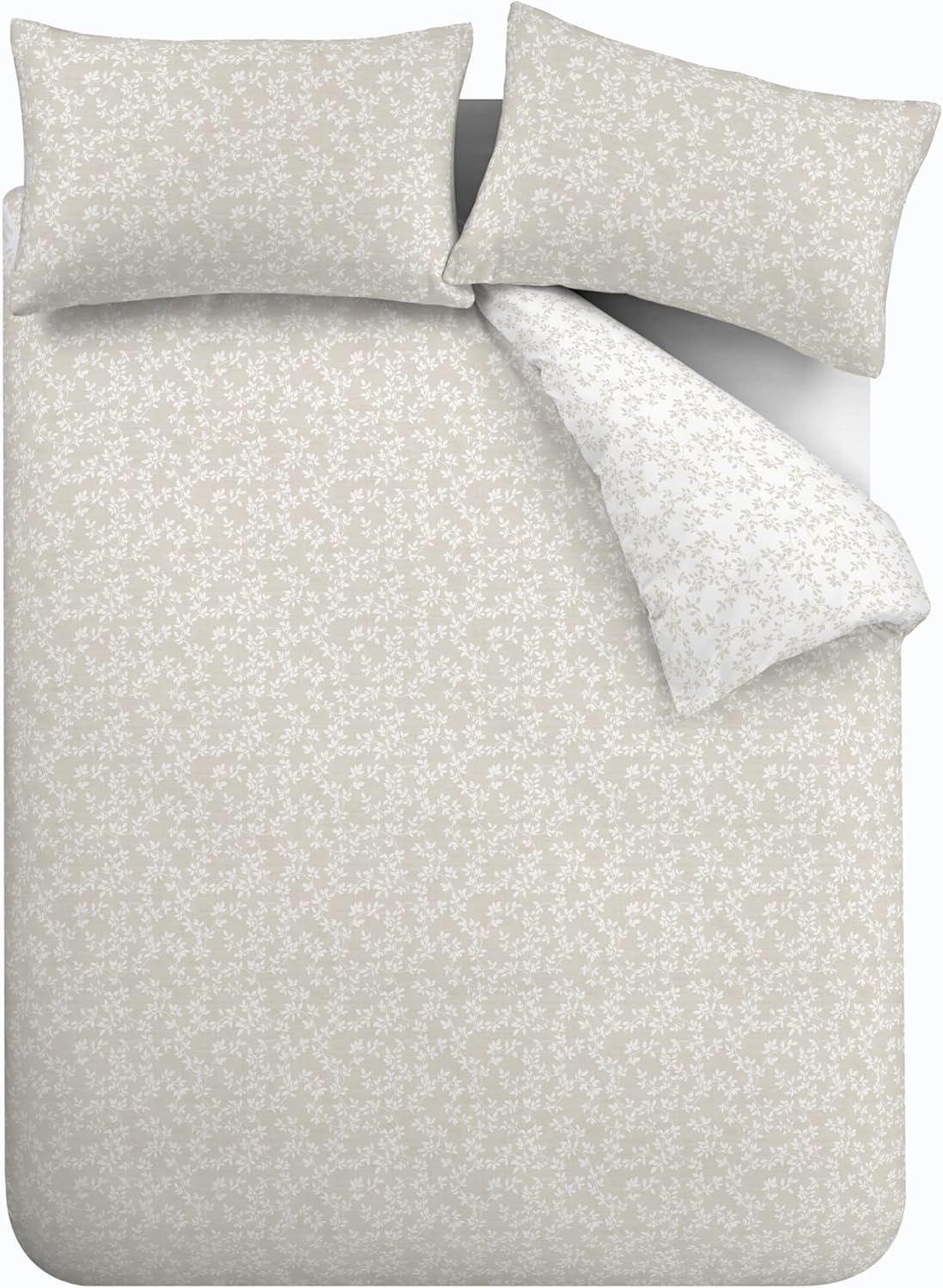 Bianca Shadow Leaves - Set Copripiumino King Size, Naturale - immagine 5