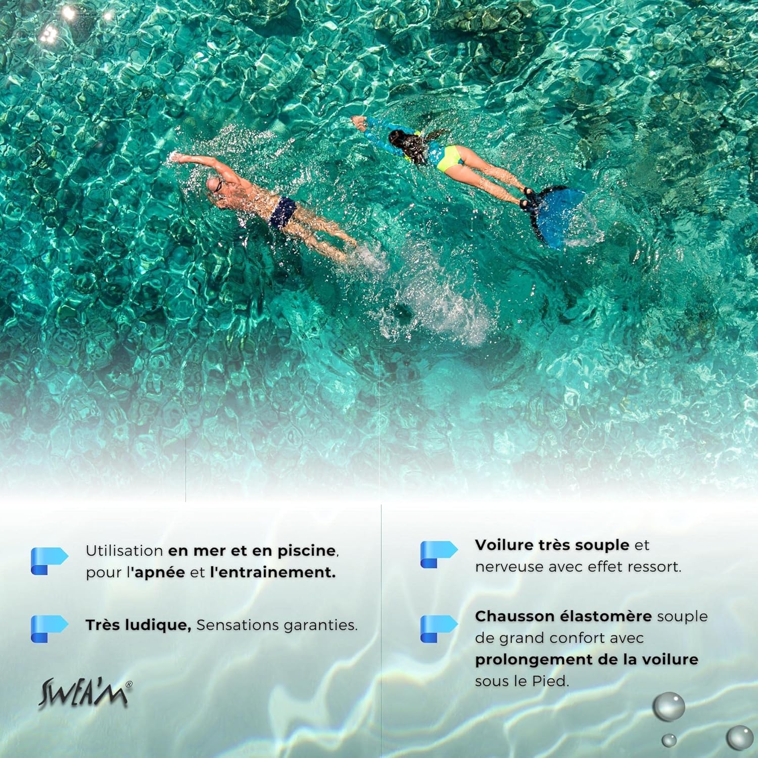 Sweam - Monopinna regolabile, traslucida, misura 34 - 38 - immagine 2