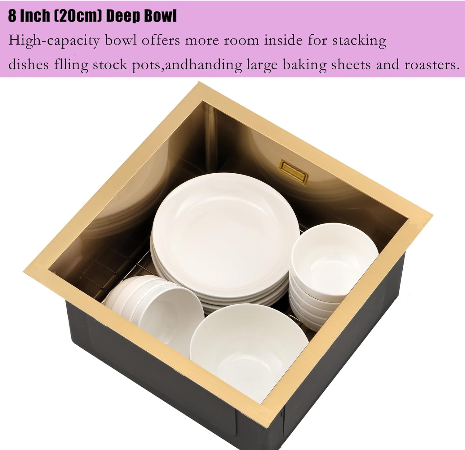 Boomhoze Lavello Cucina 45x45cm, Oro - immagine 5