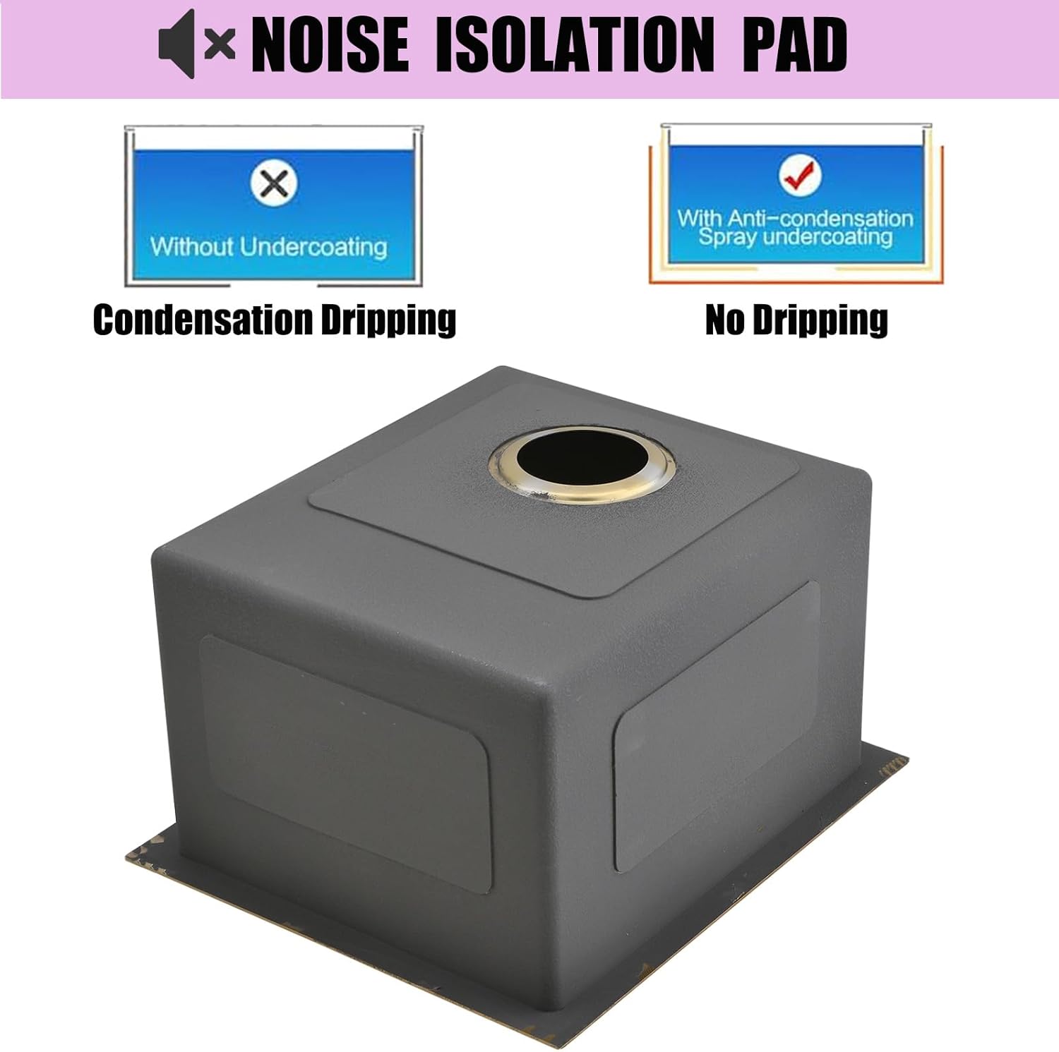 Boomhoze Lavello Cucina 45x45cm, Oro - immagine 7