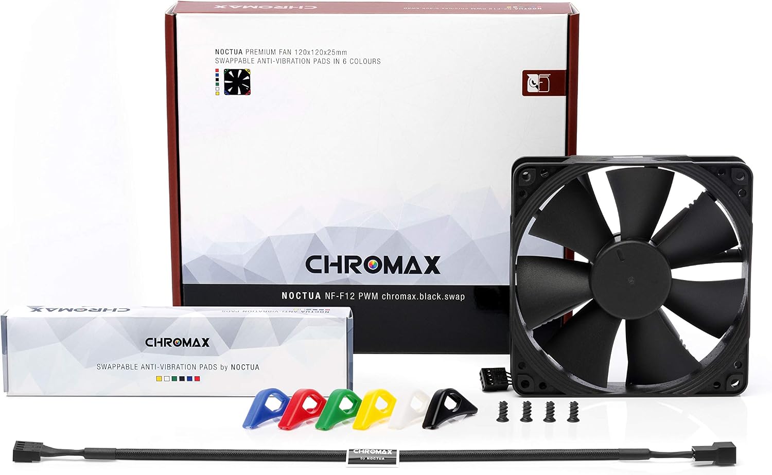 Noctua NF-F12 PWM chromax.black.swap Ventola 120mm, Nero | Velz