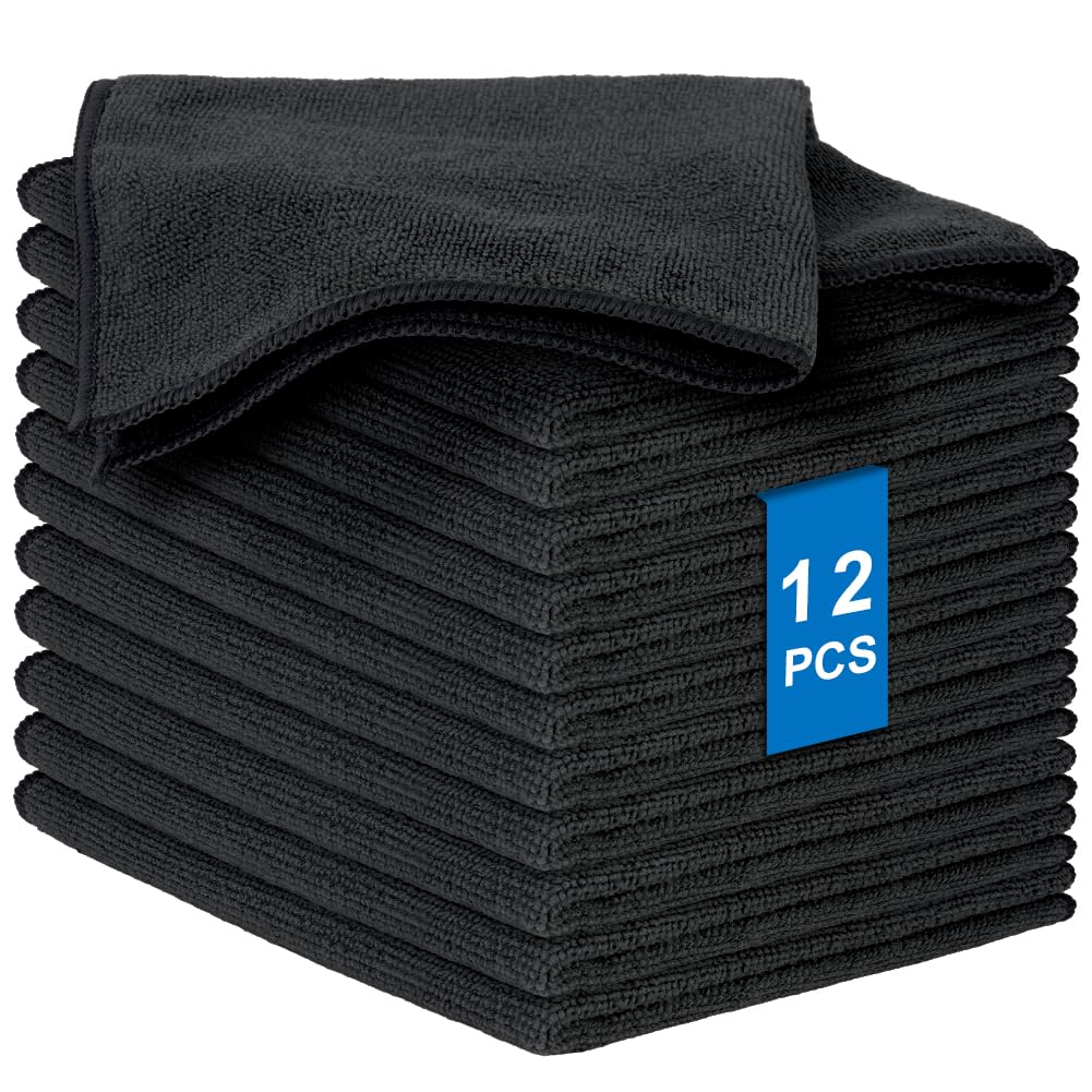 Panni per la Pulizia in Microfibra, 12 Pezzi Multiuso in Microfibra Panno Stracci Altamente Assorbenti Panno，Stracci Microfibras Senza Pelucchi per Casa,Cucina,Auto,Vetri, Pavimenti 30x30CM