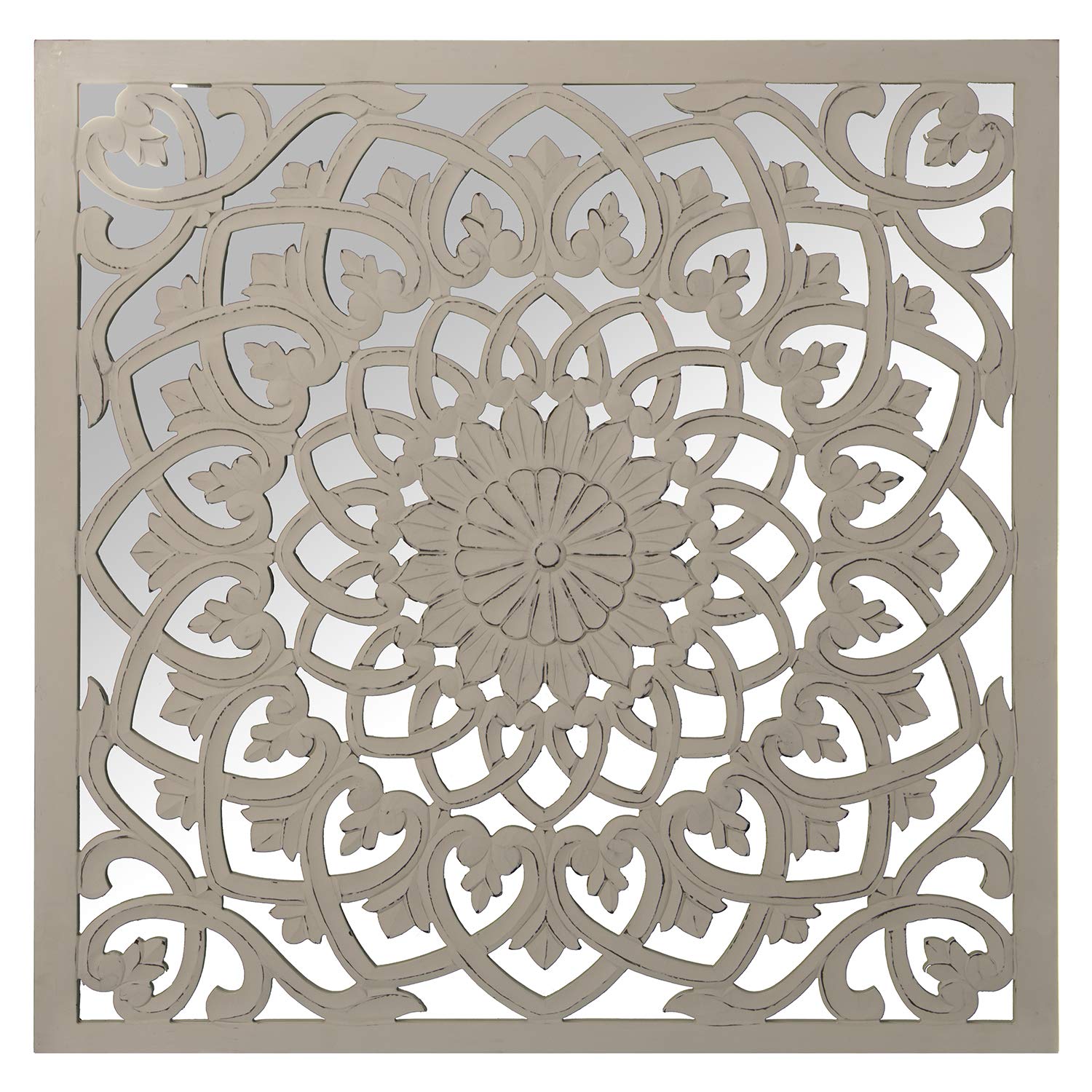 Drw Retablo Quadrato in Legno MDF con Specchio Bianco