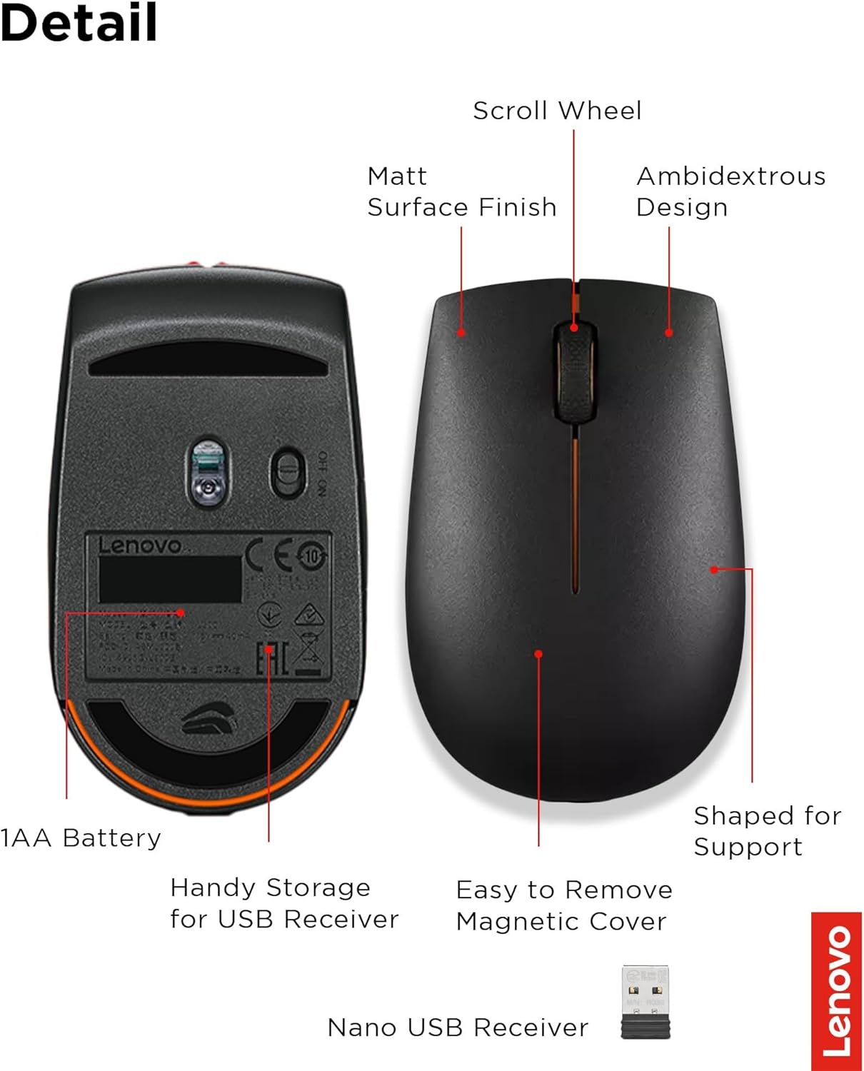 Lenovo WL300 GX30 K79401 - Mouse PC/MAC - immagine 6