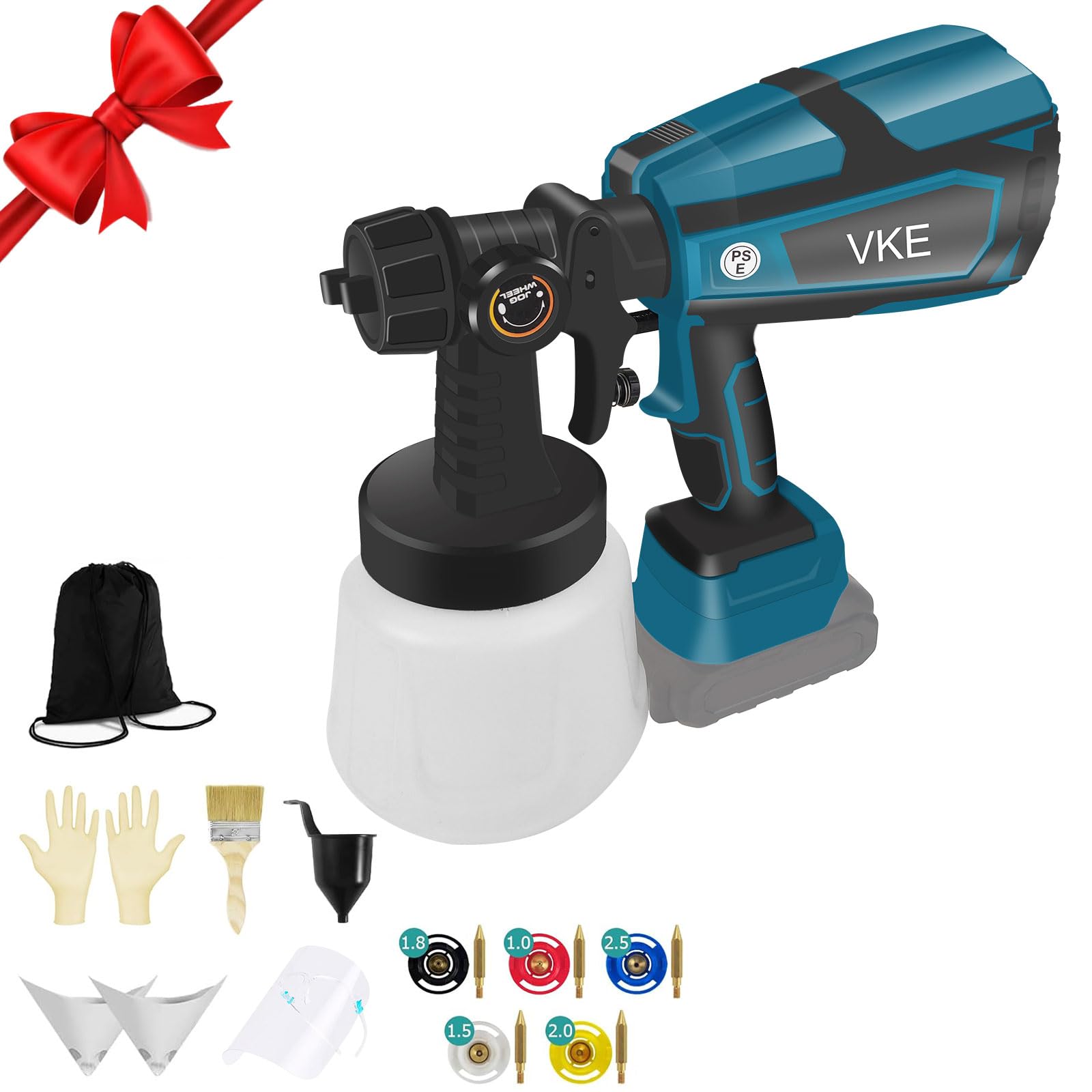 Vke Pistola per Verniciare a Spruzzo a Batteria 800W 1000ML