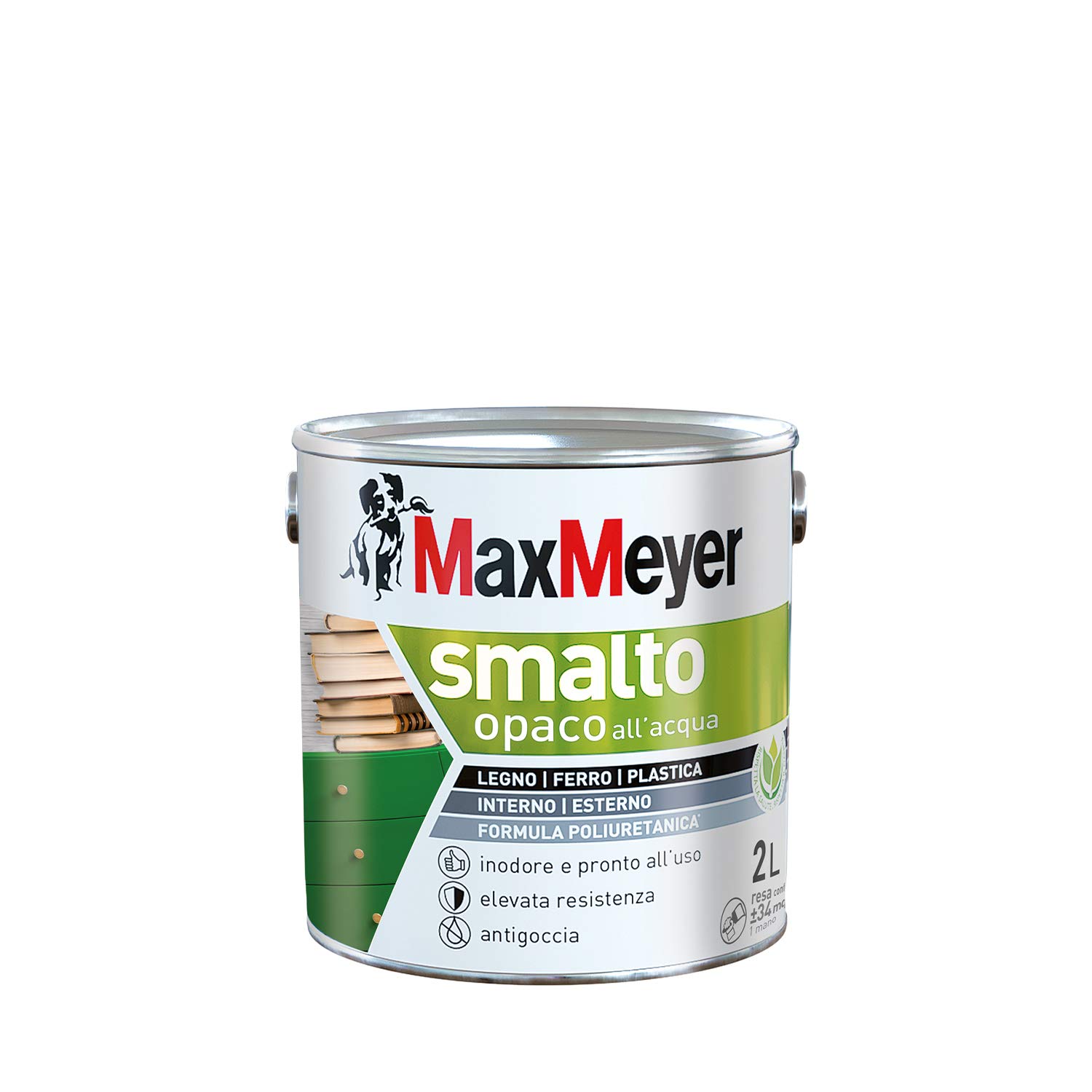 Maxmeyer Smalto All'Acqua Poliuretanico Opaco Bianco 2 L