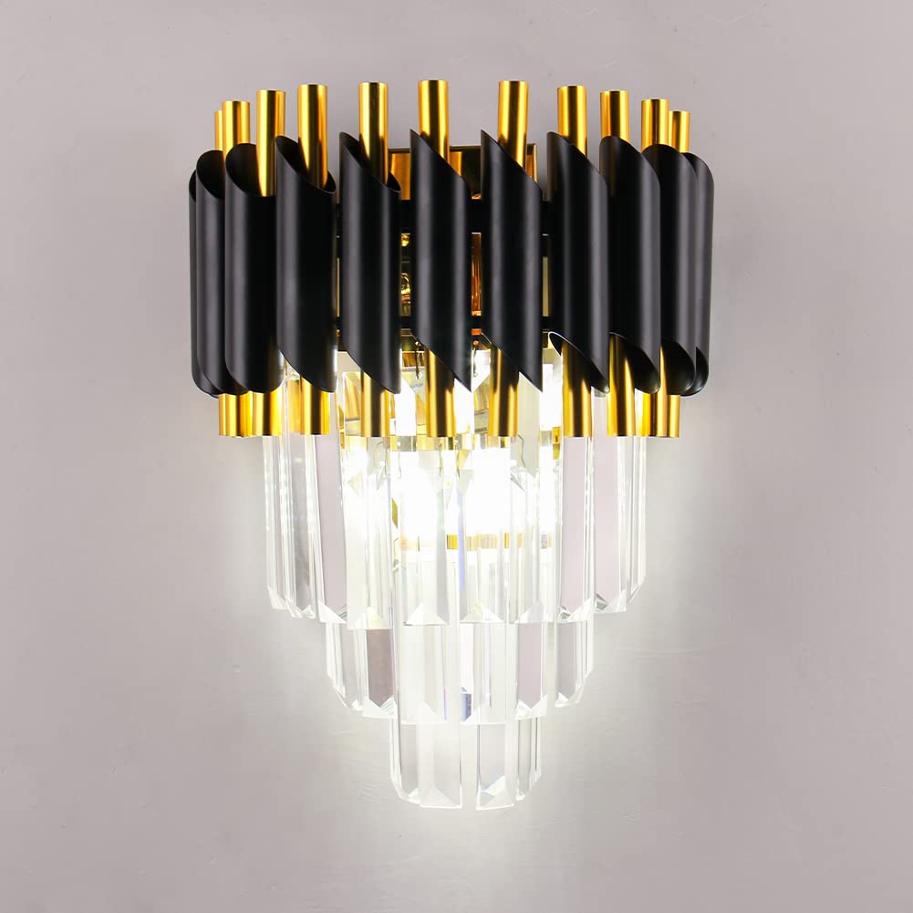 Frixchur Applique da Parete Cristallo Nera Moderna