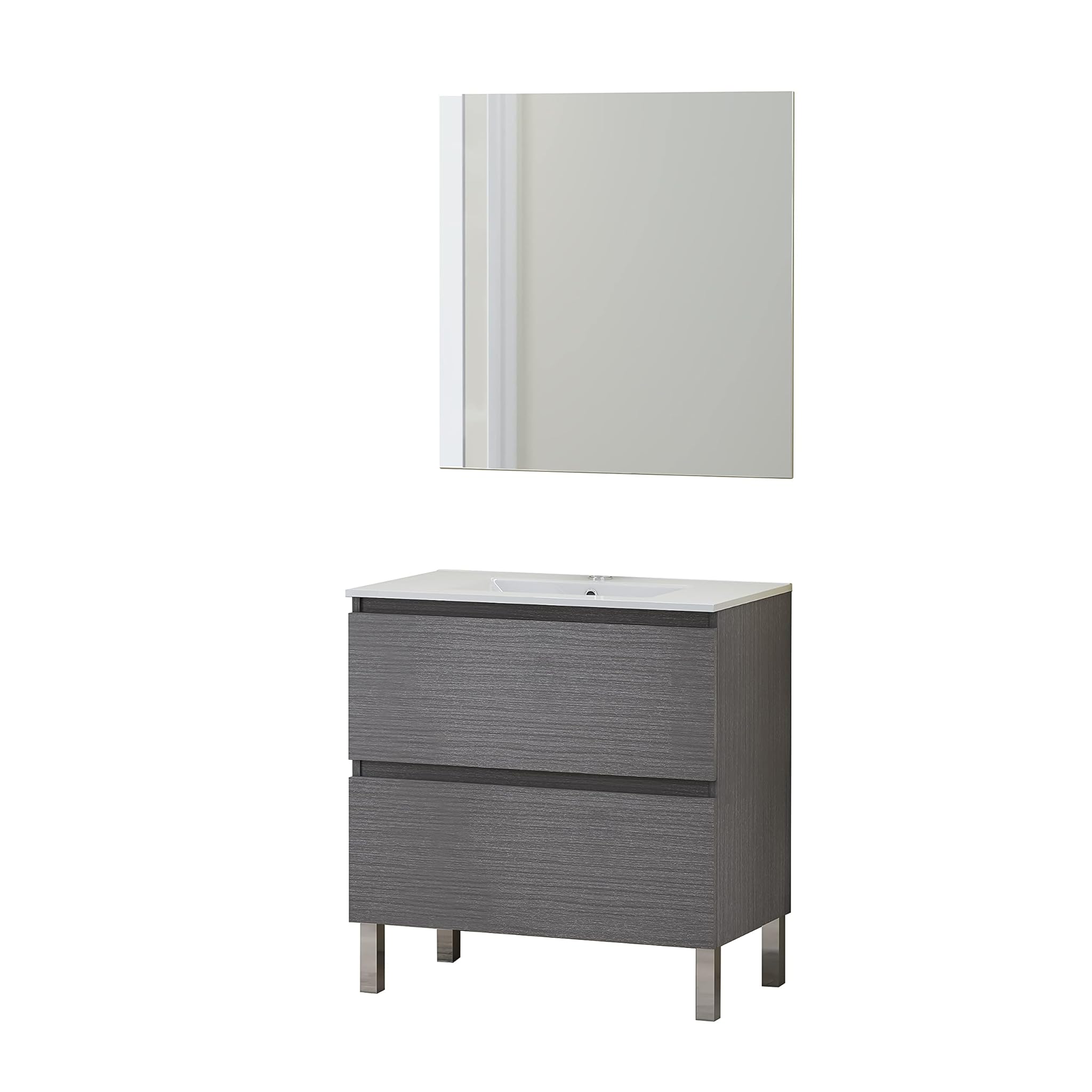 Baikal - Mobile Bagno con Lavabo e Specchio 80cm