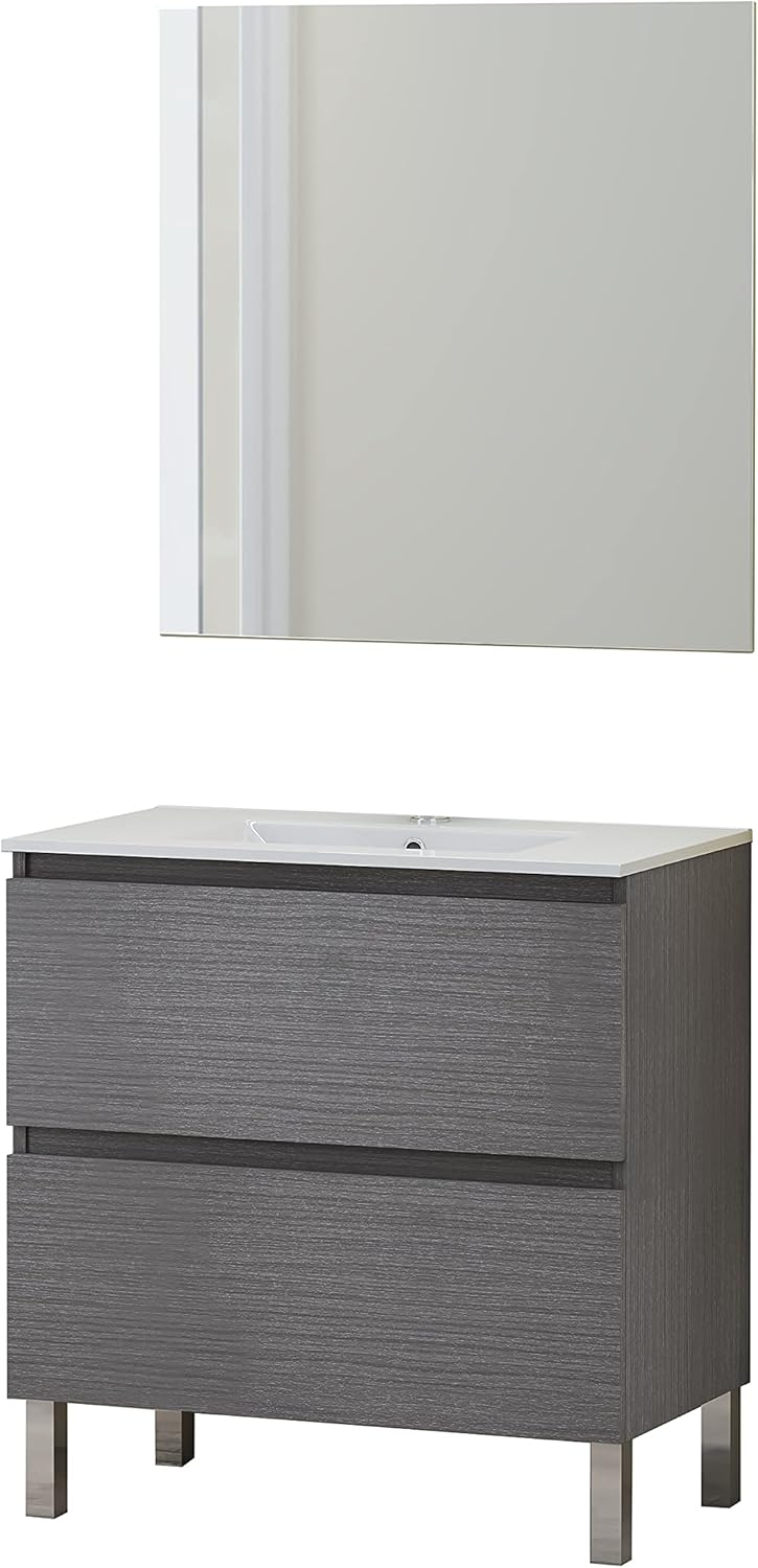 Baikal - Mobile Bagno con Lavabo e Specchio 80cm - immagine 1