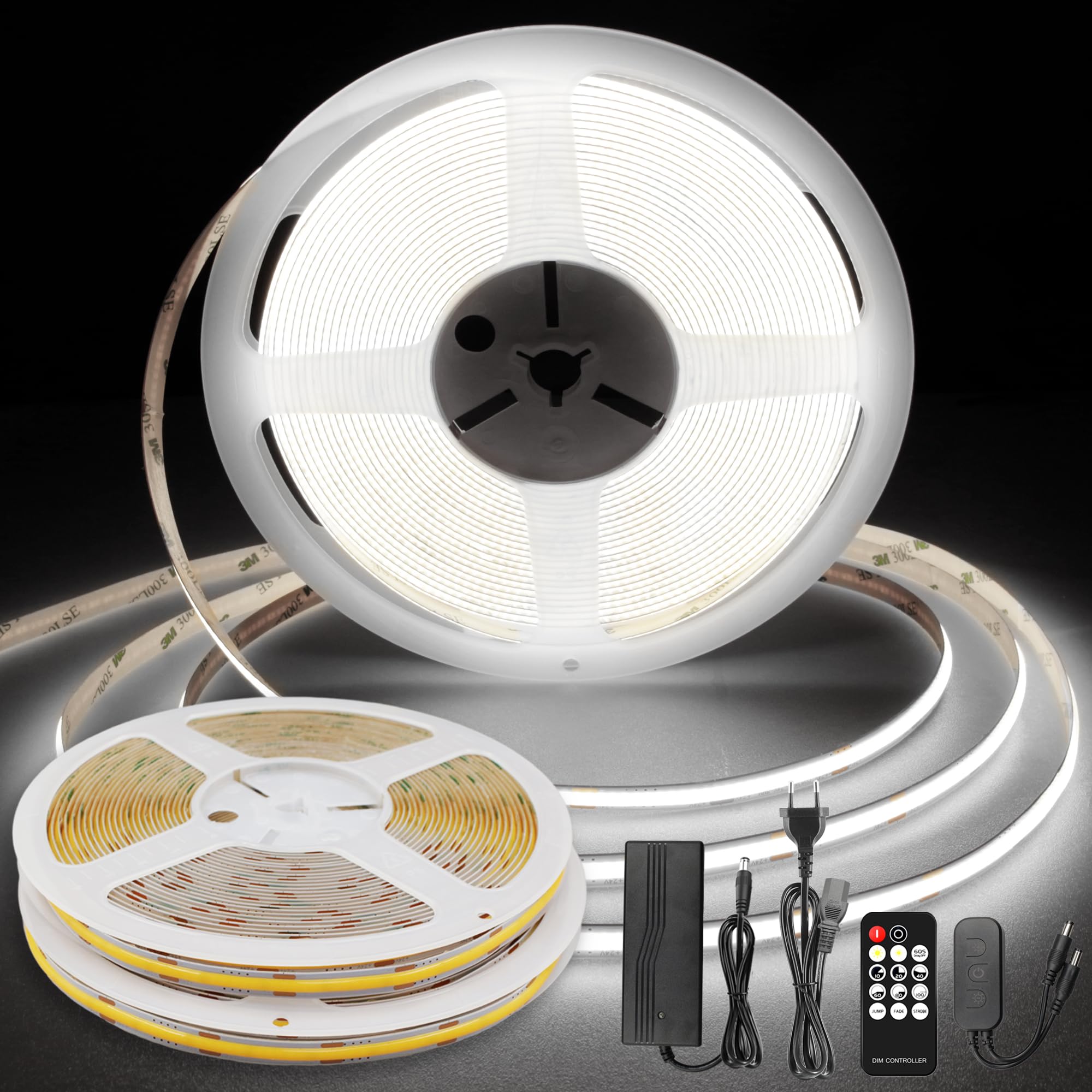 Striscia LED COB 20 Metri 6000K con Alimentatore