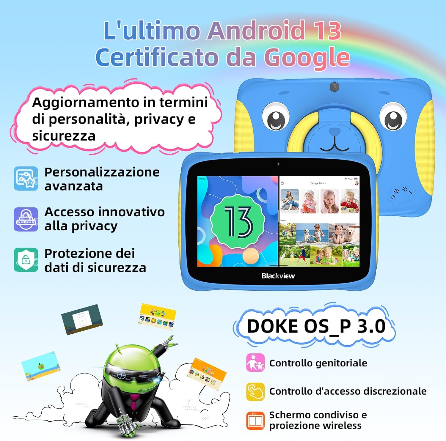 Blackview Tablet Bambini 7" Android 13 con Controllo Parentale - immagine 2