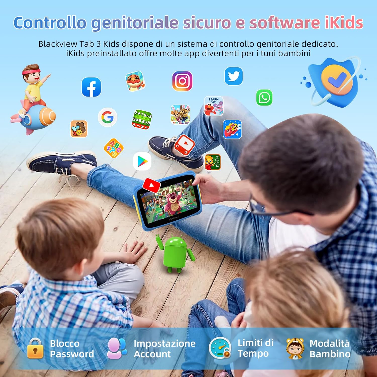 Blackview Tablet Bambini 7" Android 13 con Controllo Parentale - immagine 6
