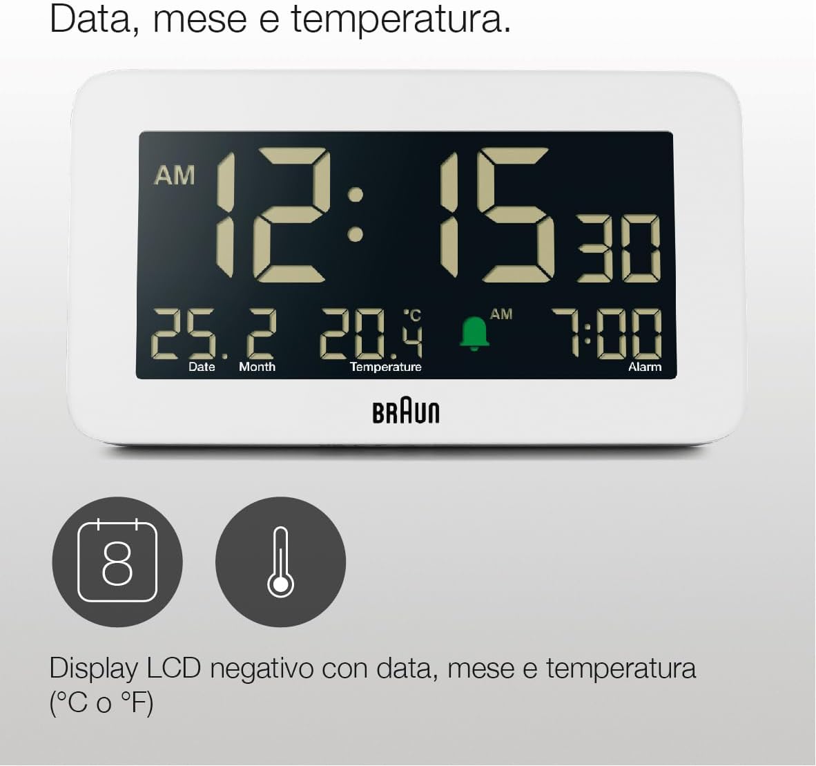 Braun Sveglia Digitale BC10W, Bianca - immagine 3