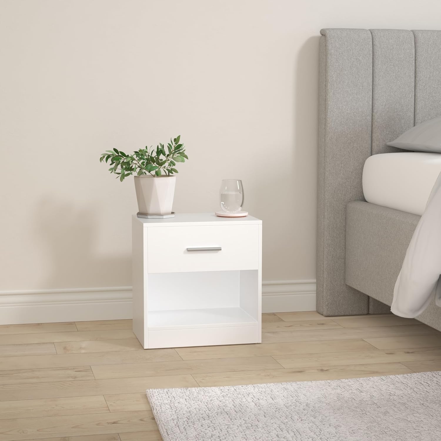 Vasagle Comodino con Cassetto e Scomparto Aperto, Bianco - immagine 2