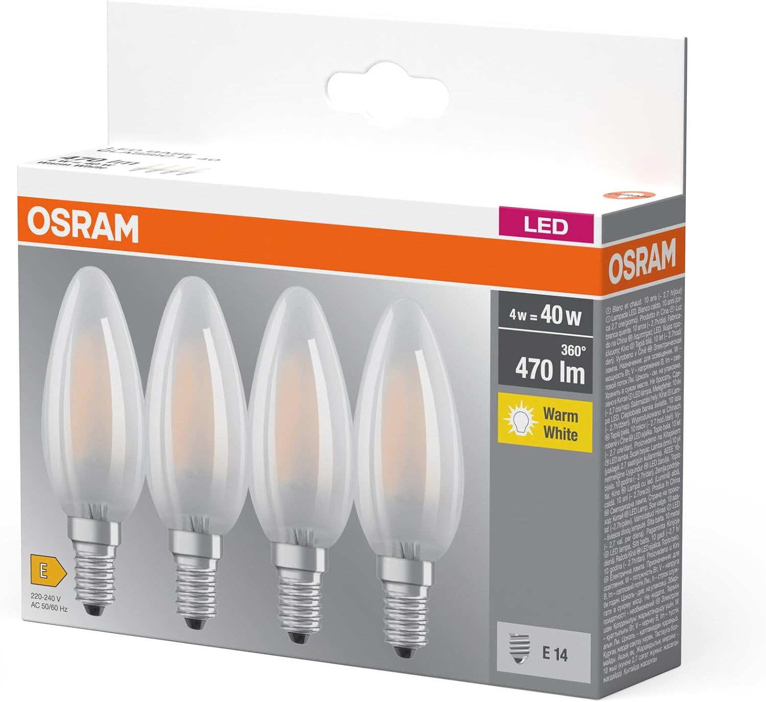 Osram LED BASE B40 - 40 Lampadine E14 4W - immagine 4