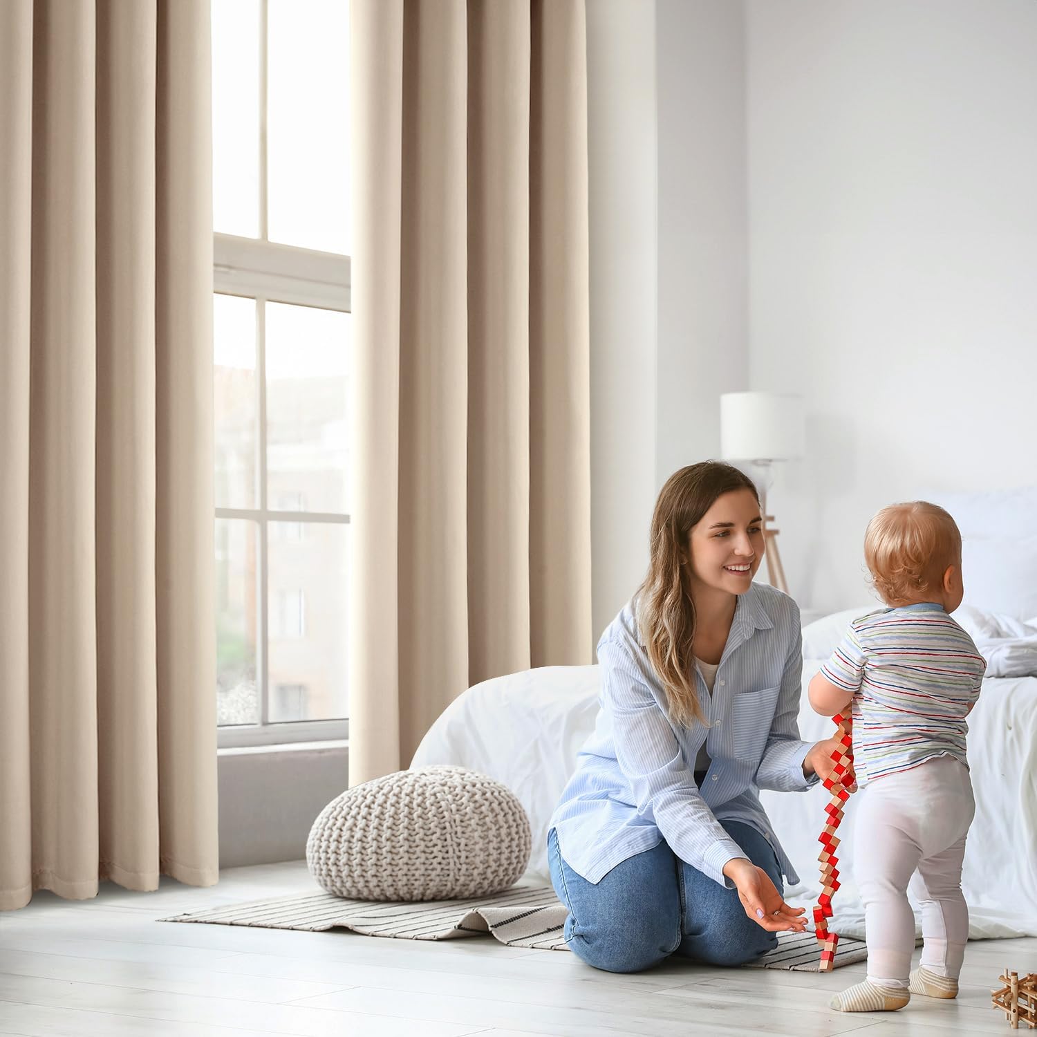 Miulee Tende Oscuranti 2 Pezzi, Beige 200x245 CM - immagine 2