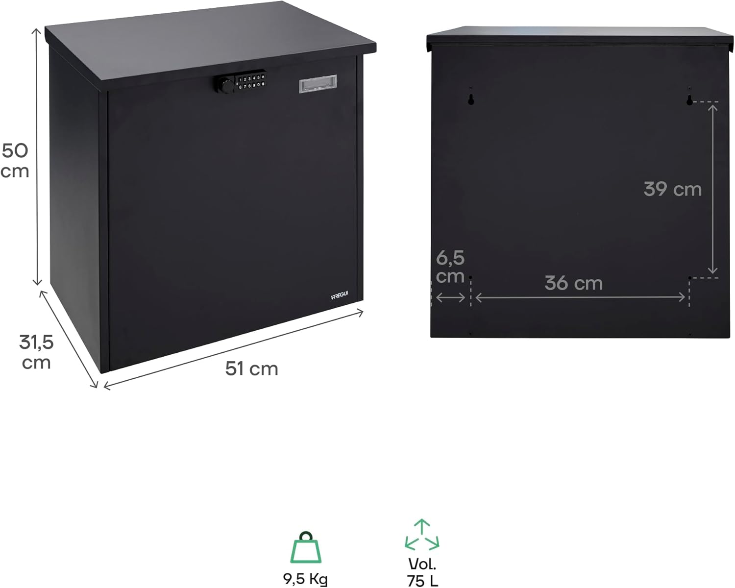 Arregui Bigpack Base Electronic EP2104E Cassetta Postale Pacchi, Nero - immagine 4