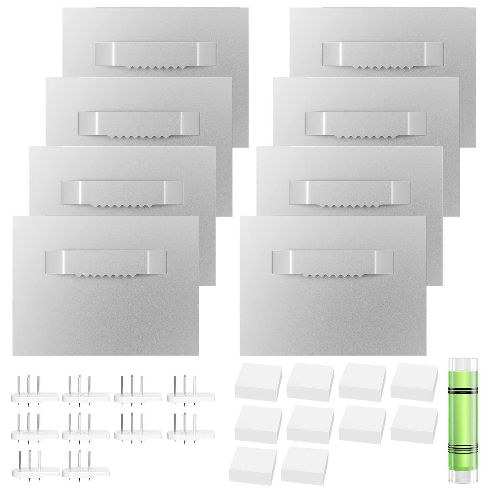 Fousenuk 8 Pezzi Ganci Adesivi per Quadri, 3M Ganci Autoadesivi per Immagini Pesanti, Professionali Supporto per Specchio Senza Foratura con Chiodi Fast, Sospensione in Vetro Acrilico, Fino a 2.5 Kg