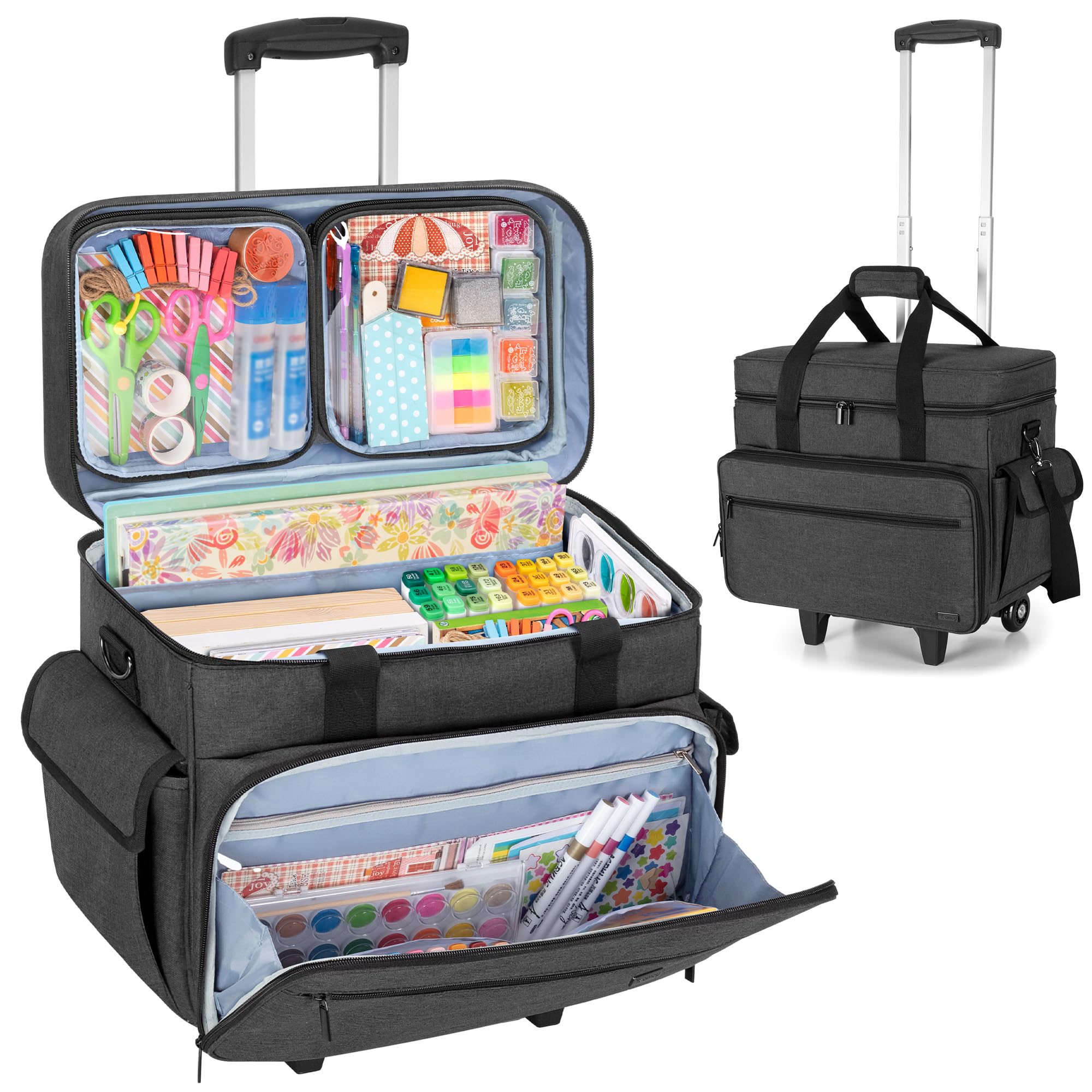 Teamoy Borsa di Stoccaggio per Scrapbooking con Ruote, Nero