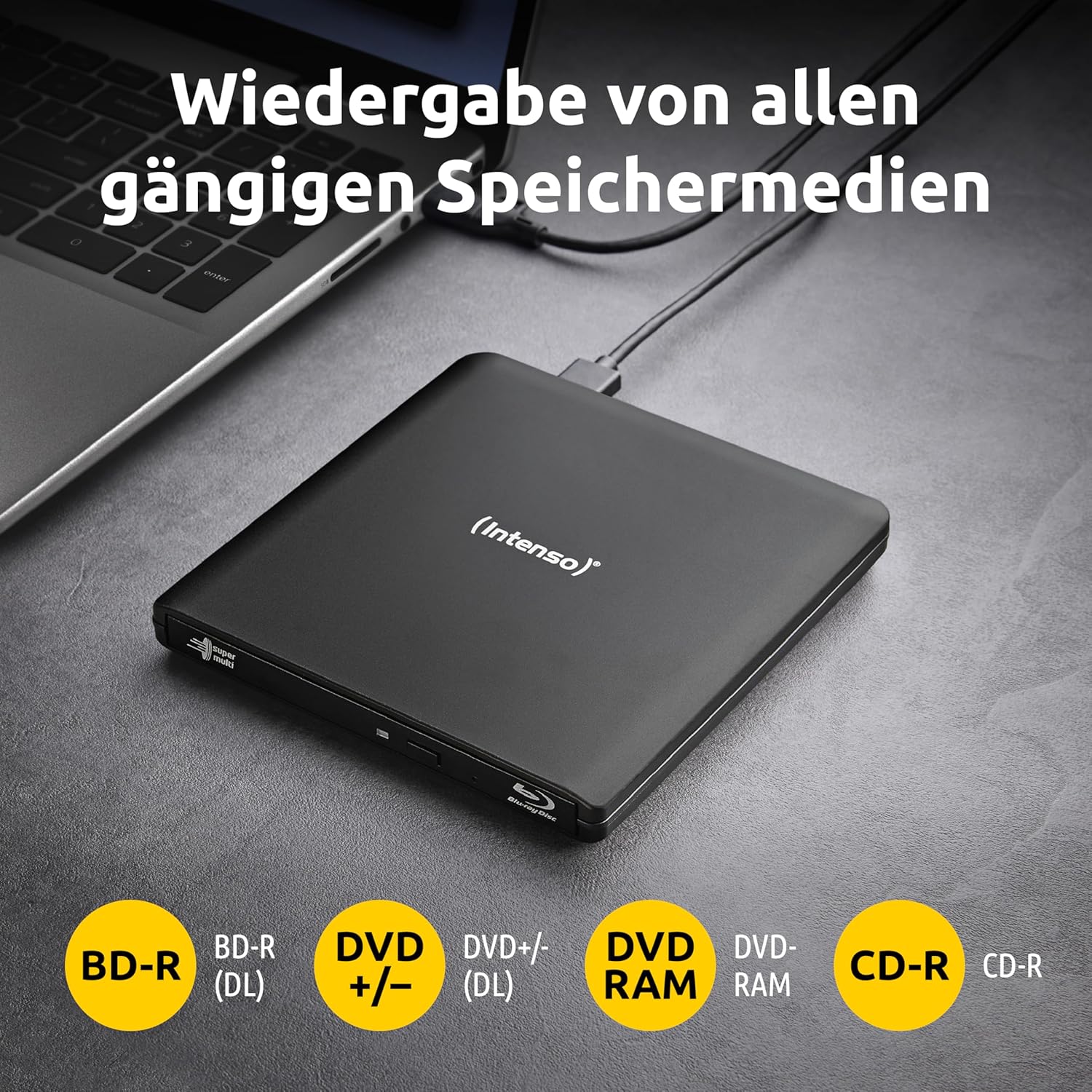 Intenso Unità Esterna Blu-ray EOD 500BD Slim, Nero - immagine 3