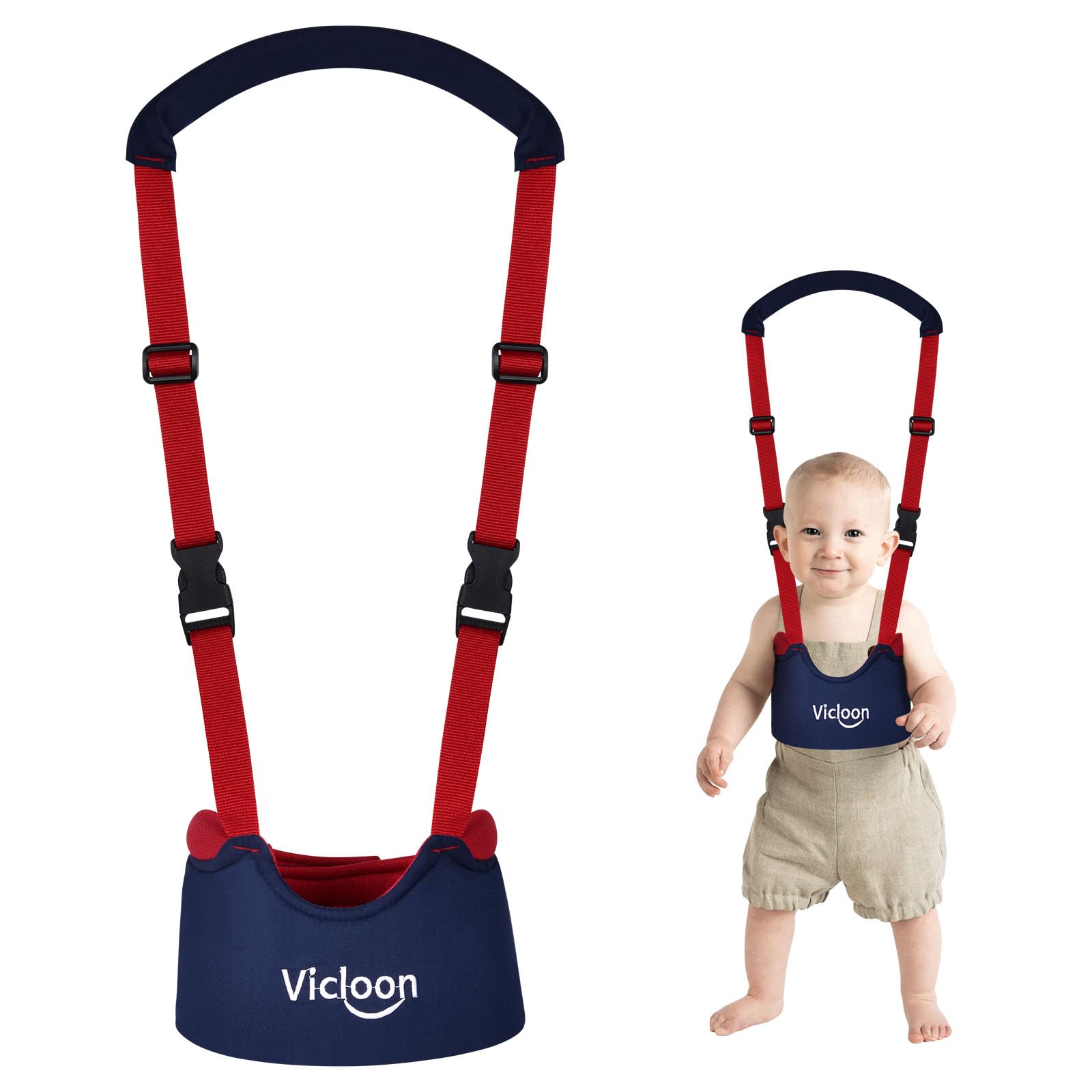 Vicloon Bretelle/Redini Primi Passi, Bretelle di Sicurezza per Bambino Sostegno Portatile, per Aiutarlo a Camminare Cintura Protettiva (Blu)