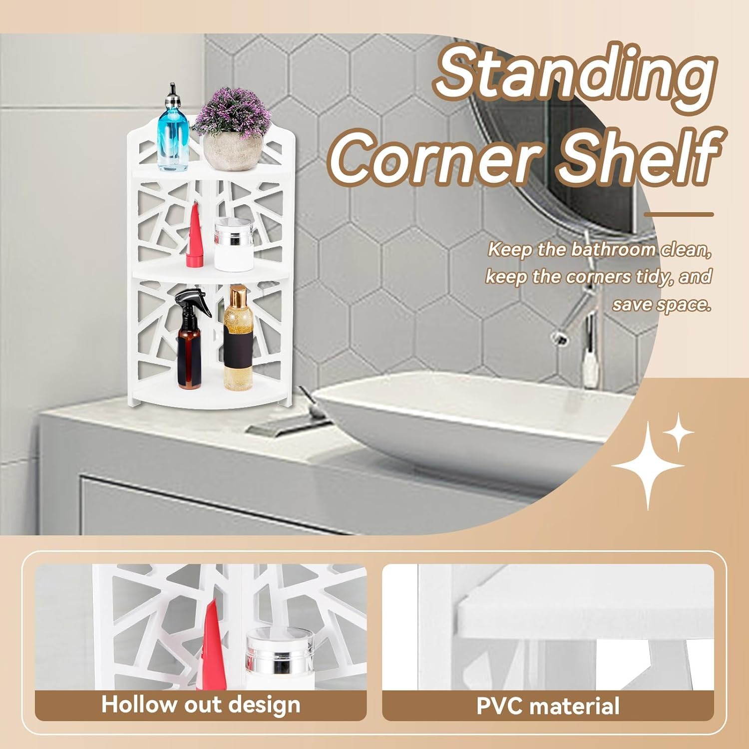 Herchr Mensola Bagno Angolare 3 Livelli - immagine 3