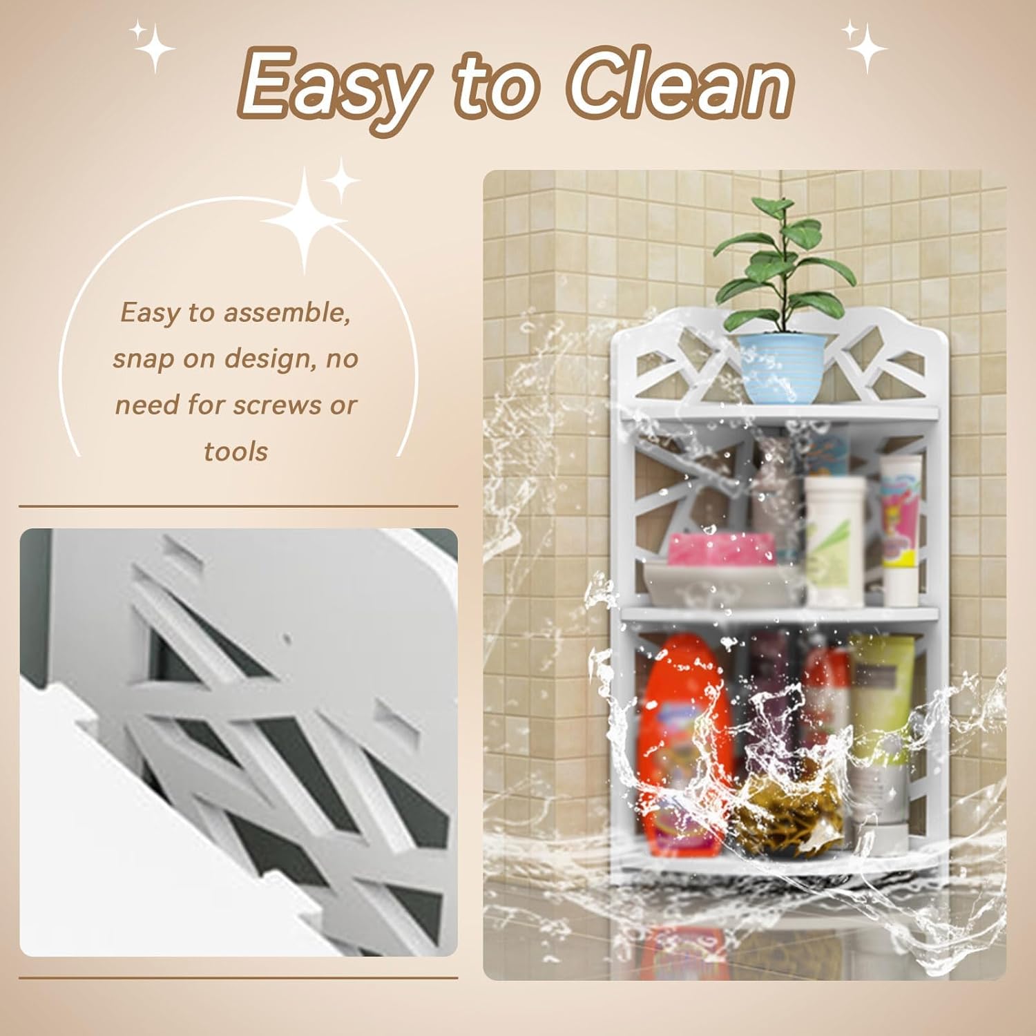 Herchr Mensola Bagno Angolare 3 Livelli - immagine 4