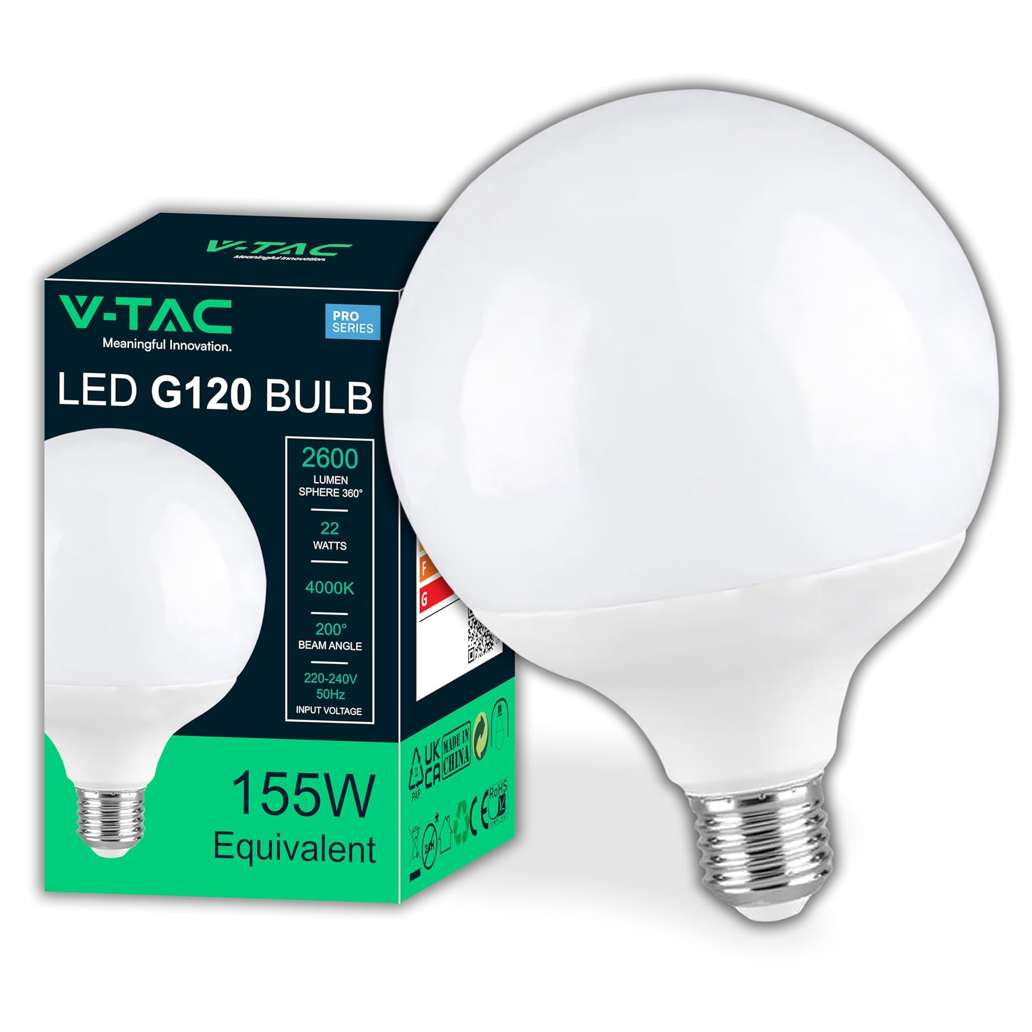 V-tac Lampadina LED Globo G120 E27 22W 4000K