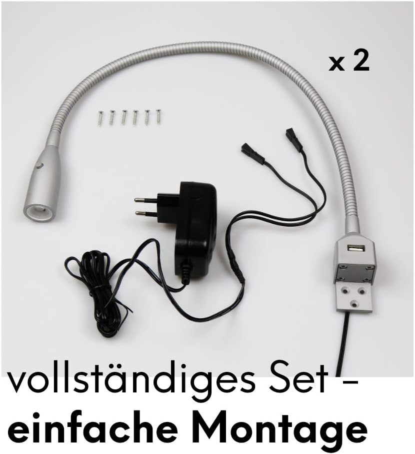 Lampada Flessibile da Letto LED con Ricarica USB (Set 2 pz) - immagine 4