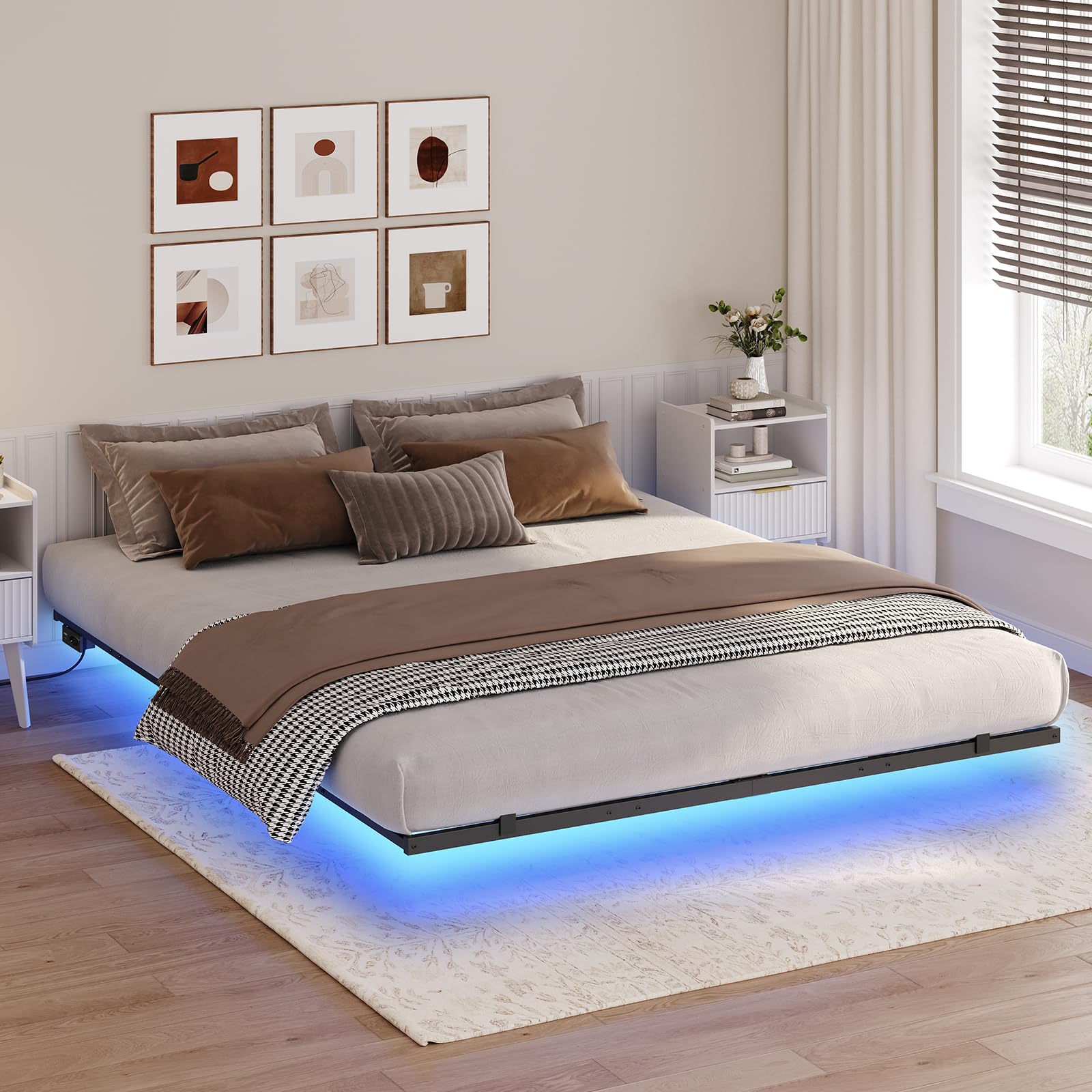 Mahancris Telaio Letto Sospeso 160x200 cm con LED