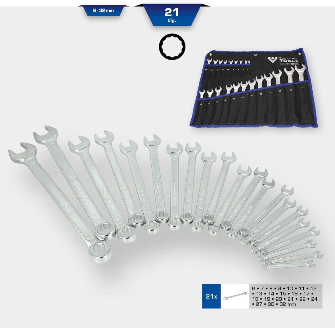 Brilliant Tools Combination wrench set, 21-pcs - immagine 2