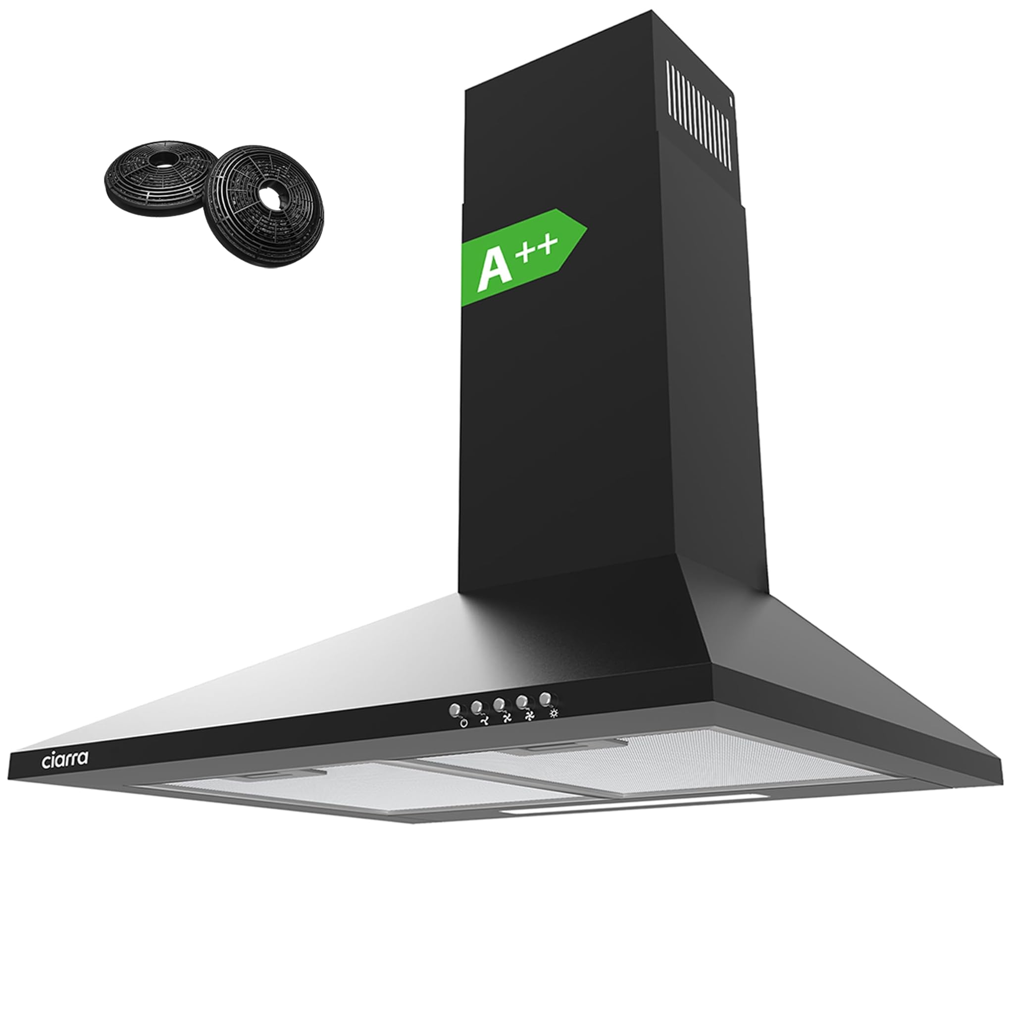 Ciarra CBCB6201 Cappa Aspirante Cucina 60cm Classe A++, Nero