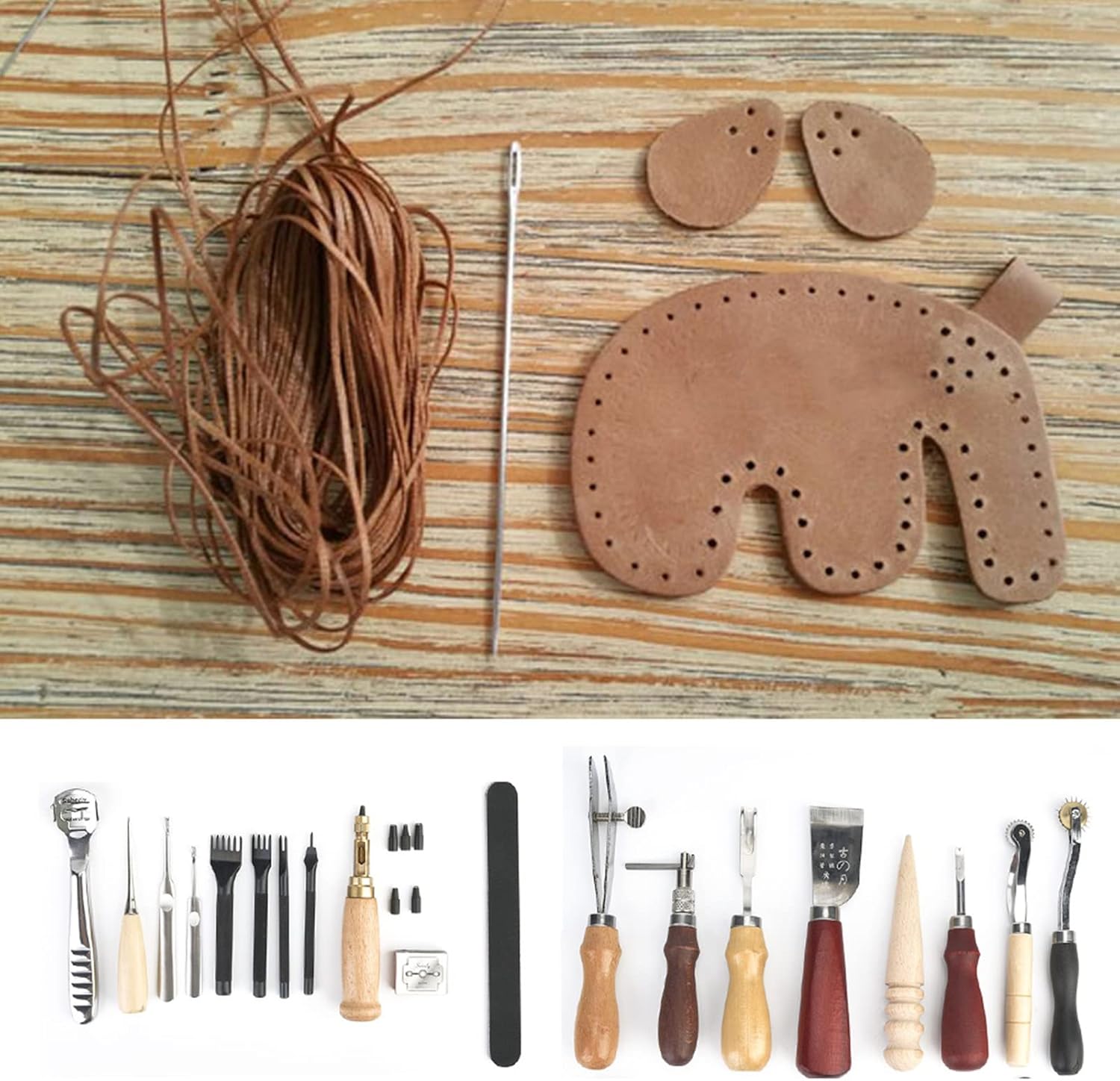 Kit 19Pcs Strumenti Artigianali in Pelle - immagine 3