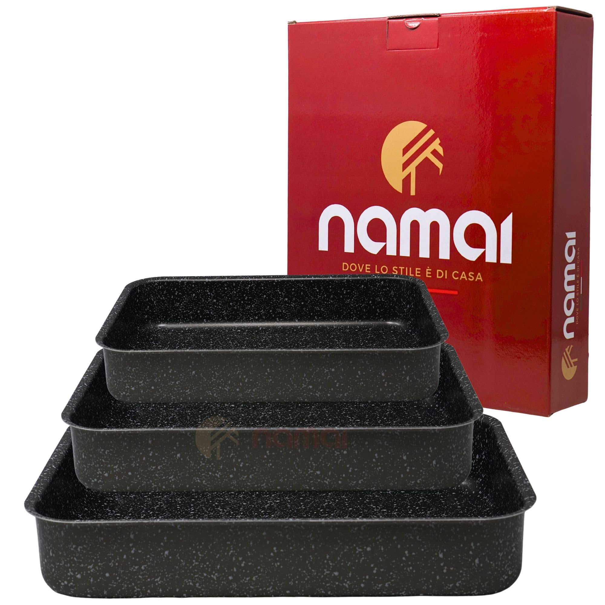 Namai Set 3 Teglie Forno Rettangolari Antiaderenti