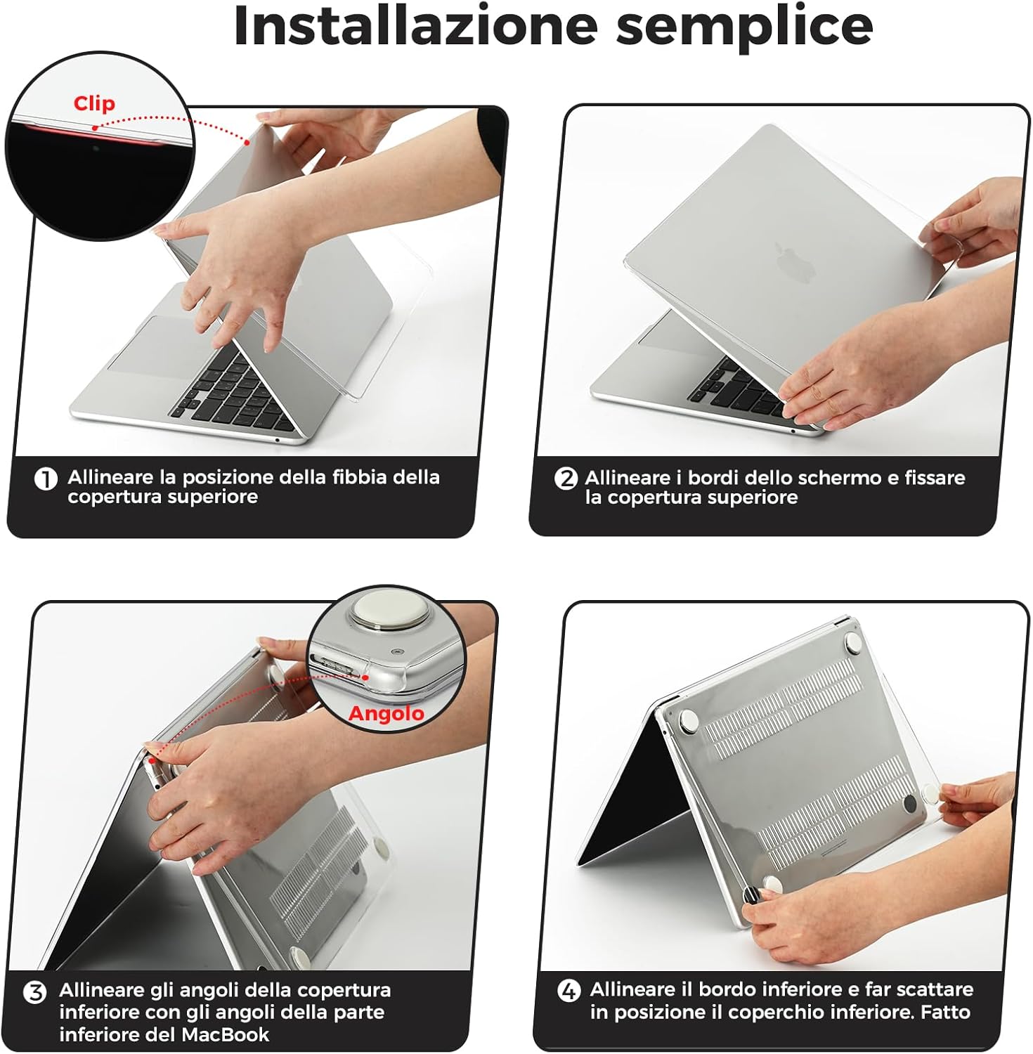 Eoocoo Custodia MacBook Air M4 13,6 Pollici - Cristallo Trasparente - immagine 7