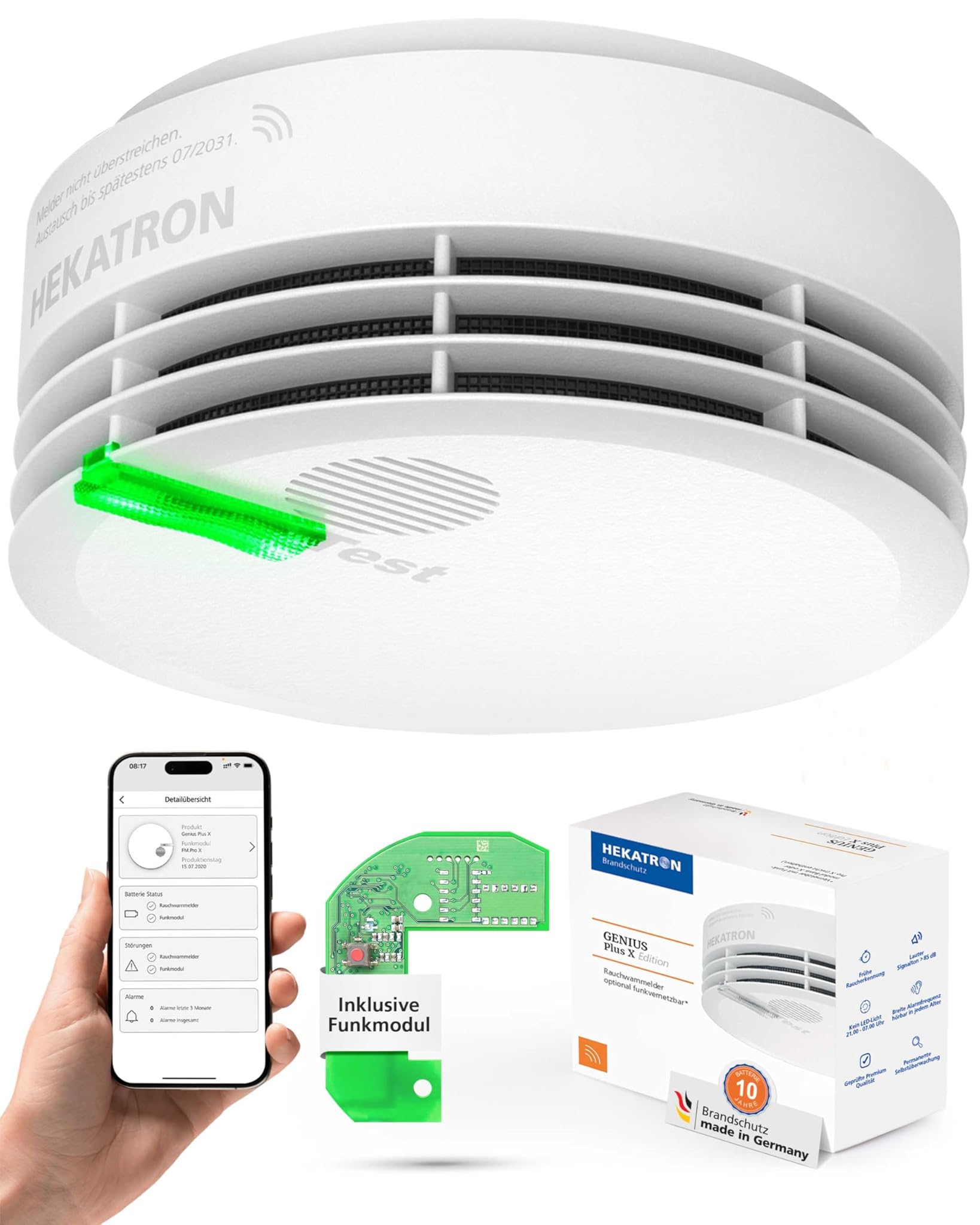 Hekatron Genius Plus X Edition 2021 - Rivelatore di Fumo con Modulo Radio